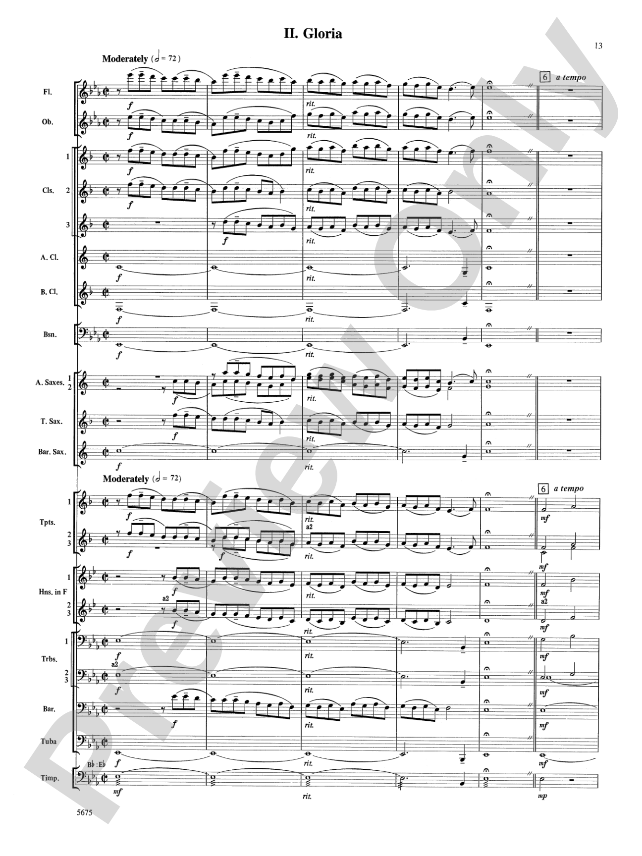 Prelude and Gloria (Adapted from Cantata No. 141 -- "Wachet Auf"): Concert Band Conductor Score & Parts