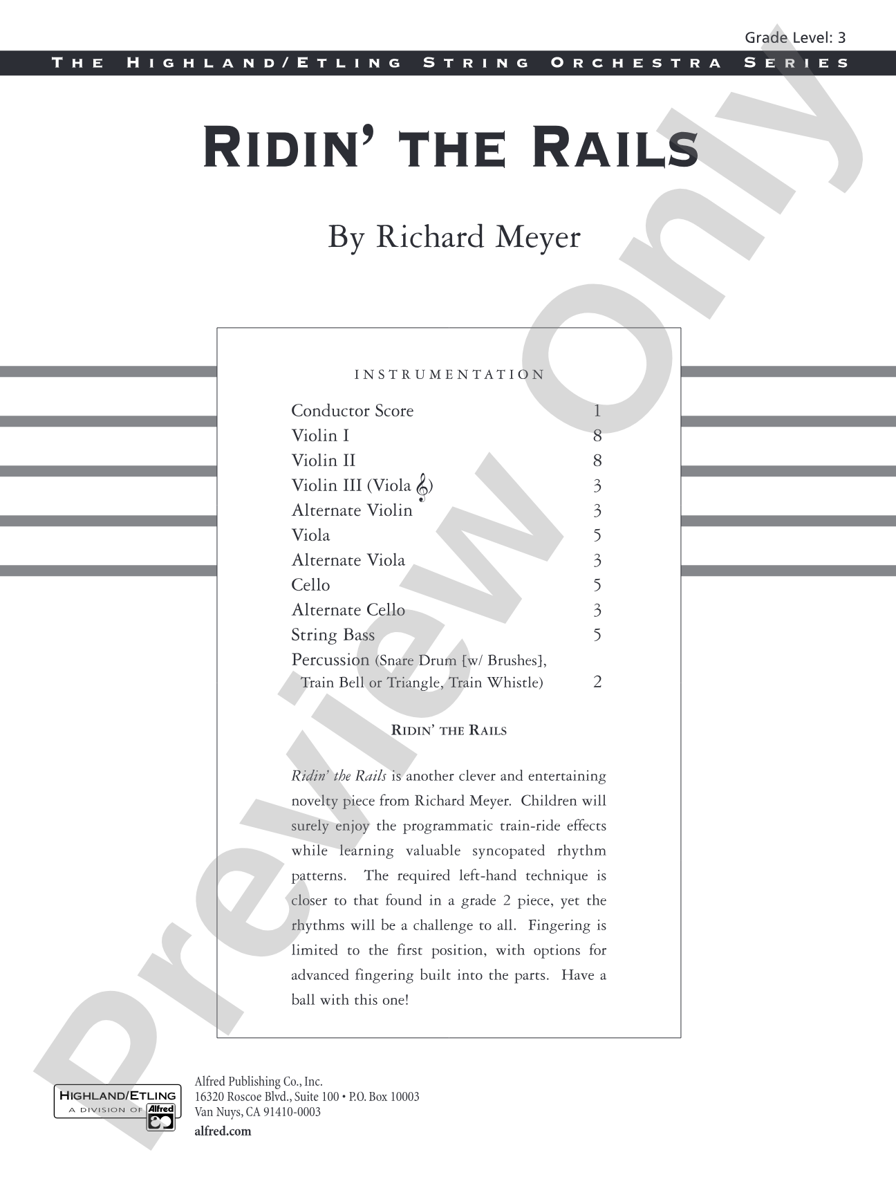 Ridin' the Rails: String Orchestra Conductor Score & Parts