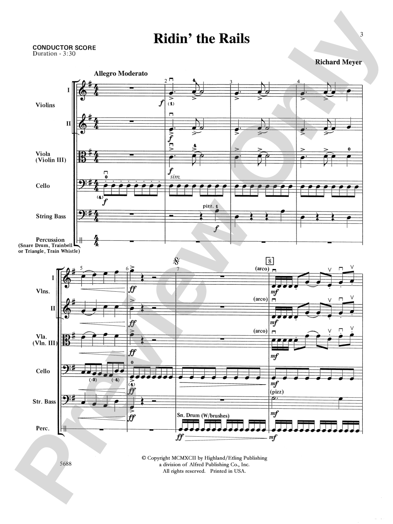 Ridin' the Rails: String Orchestra Conductor Score & Parts