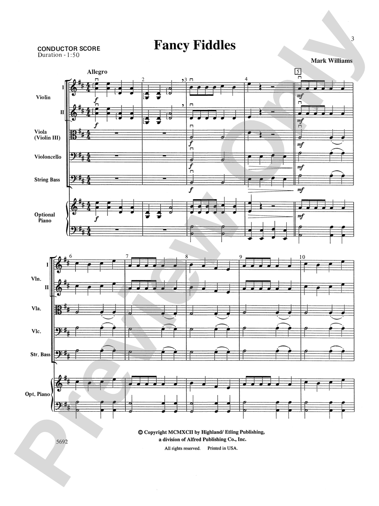 Fancy Fiddles: String Orchestra Conductor Score & Parts