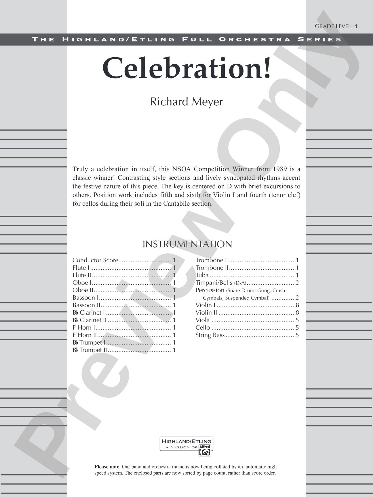 Celebration!: Full Orchestra Conductor Score & Parts