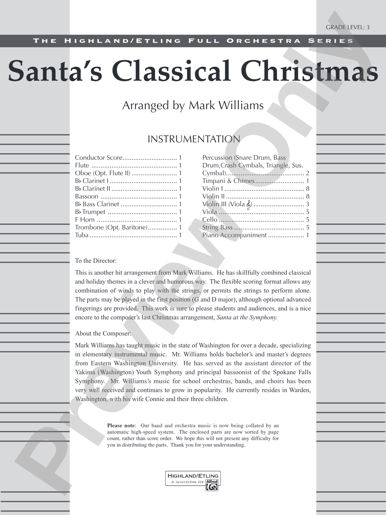 Santa's Classical Christmas: Full Orchestra Conductor Score & Parts