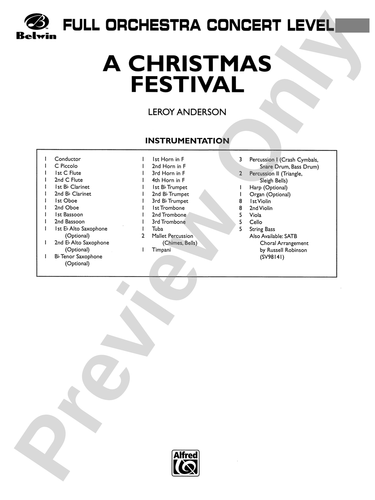 A Christmas Festival: Score