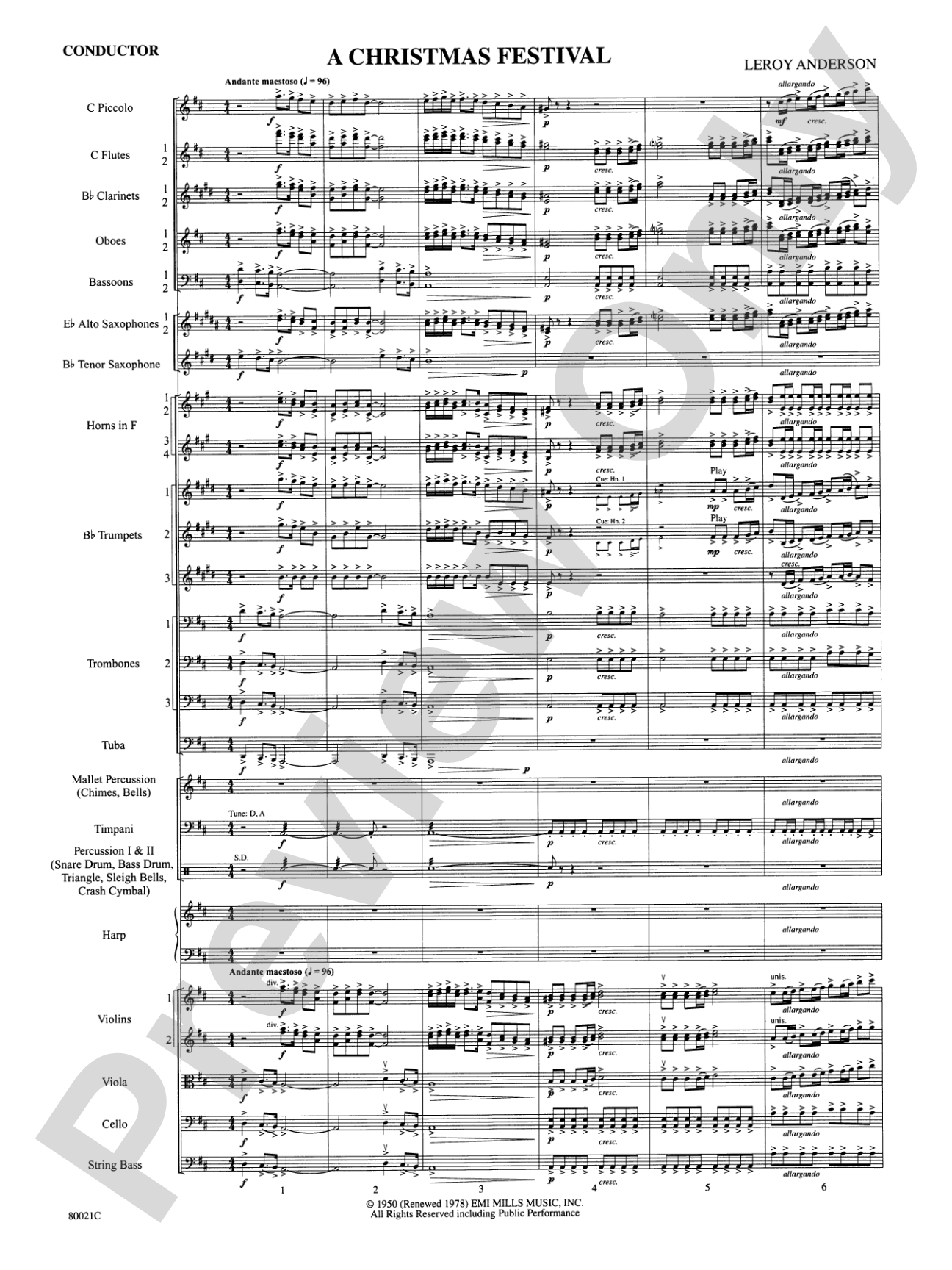 A Christmas Festival: Score