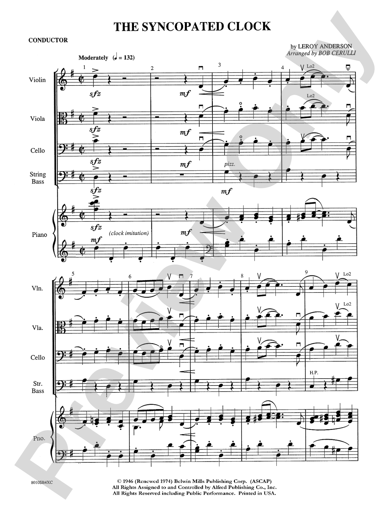 The Syncopated Clock: String Orchestra Conductor Score & Parts
