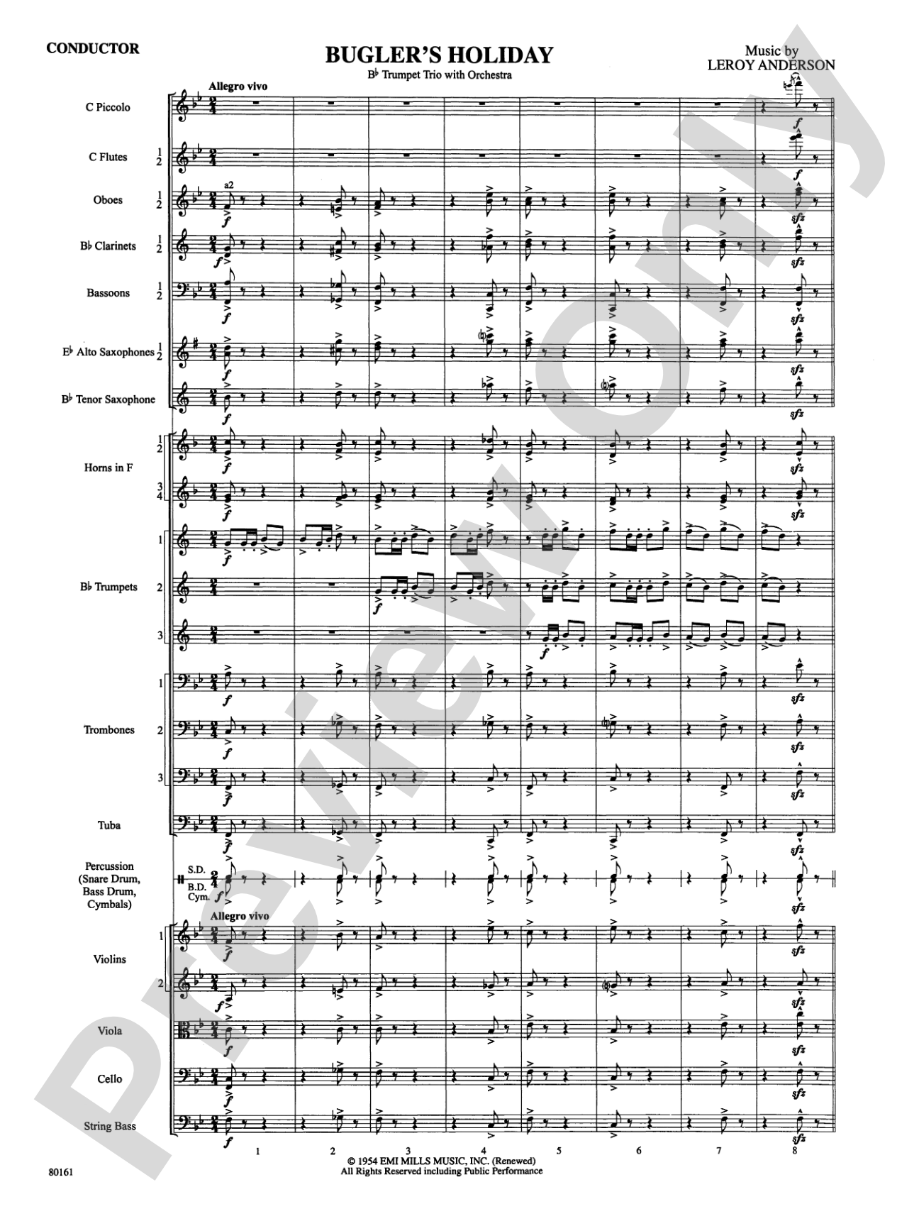 Bugler's Holiday: Full Orchestra Conductor Score & Parts