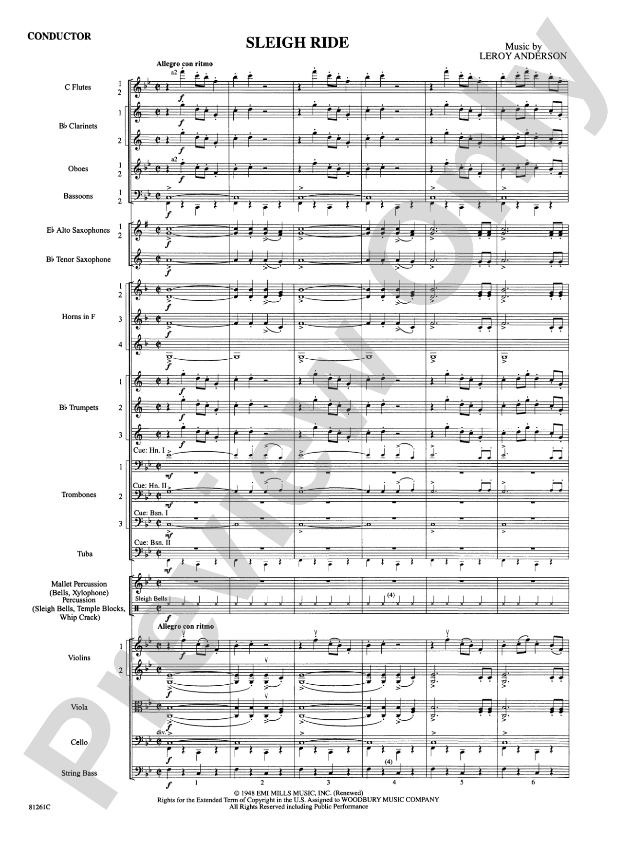 Sleigh Ride: Full Orchestra Conductor Score & Parts