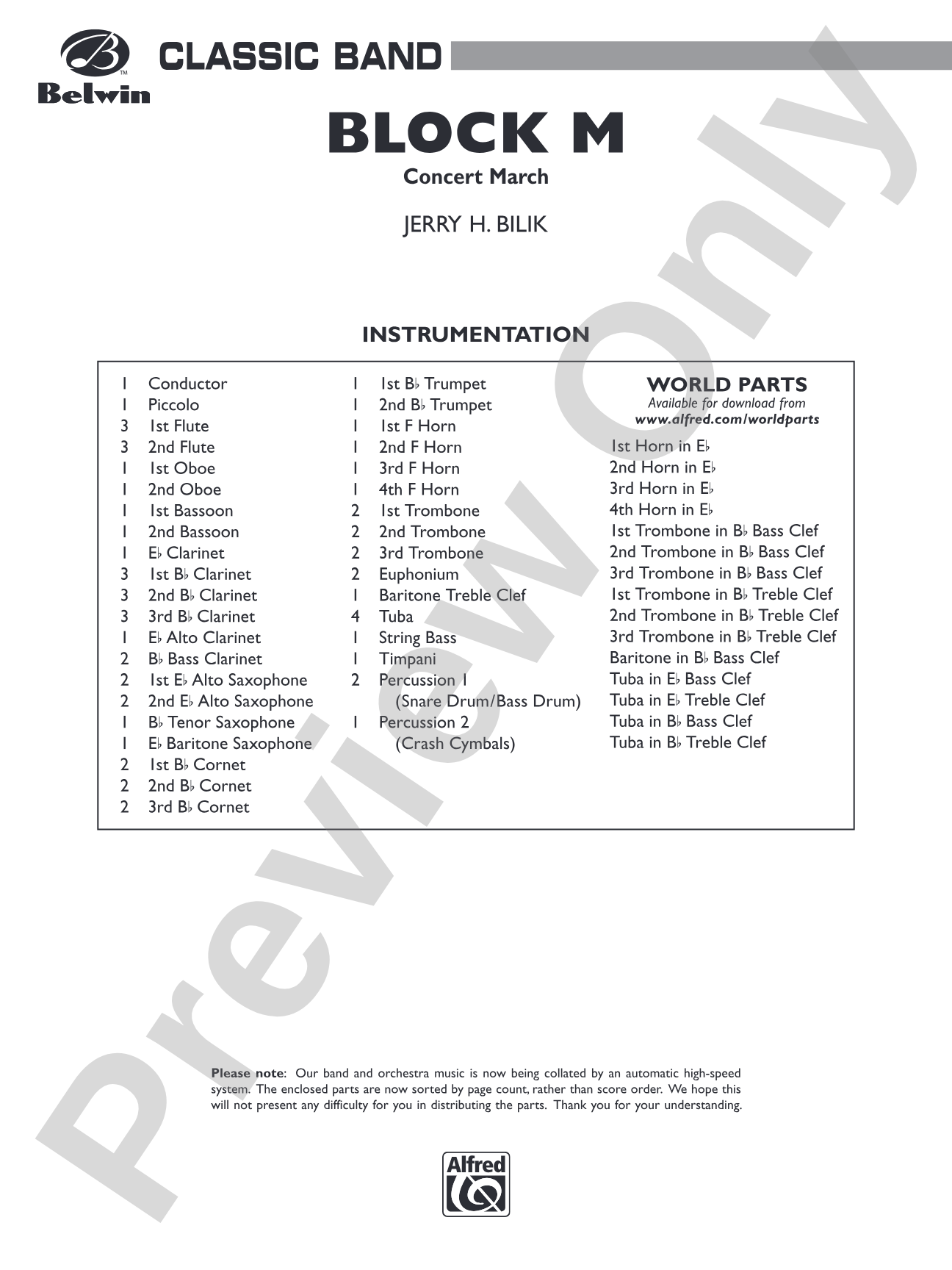 Block M: Concert Band Conductor Score & Parts