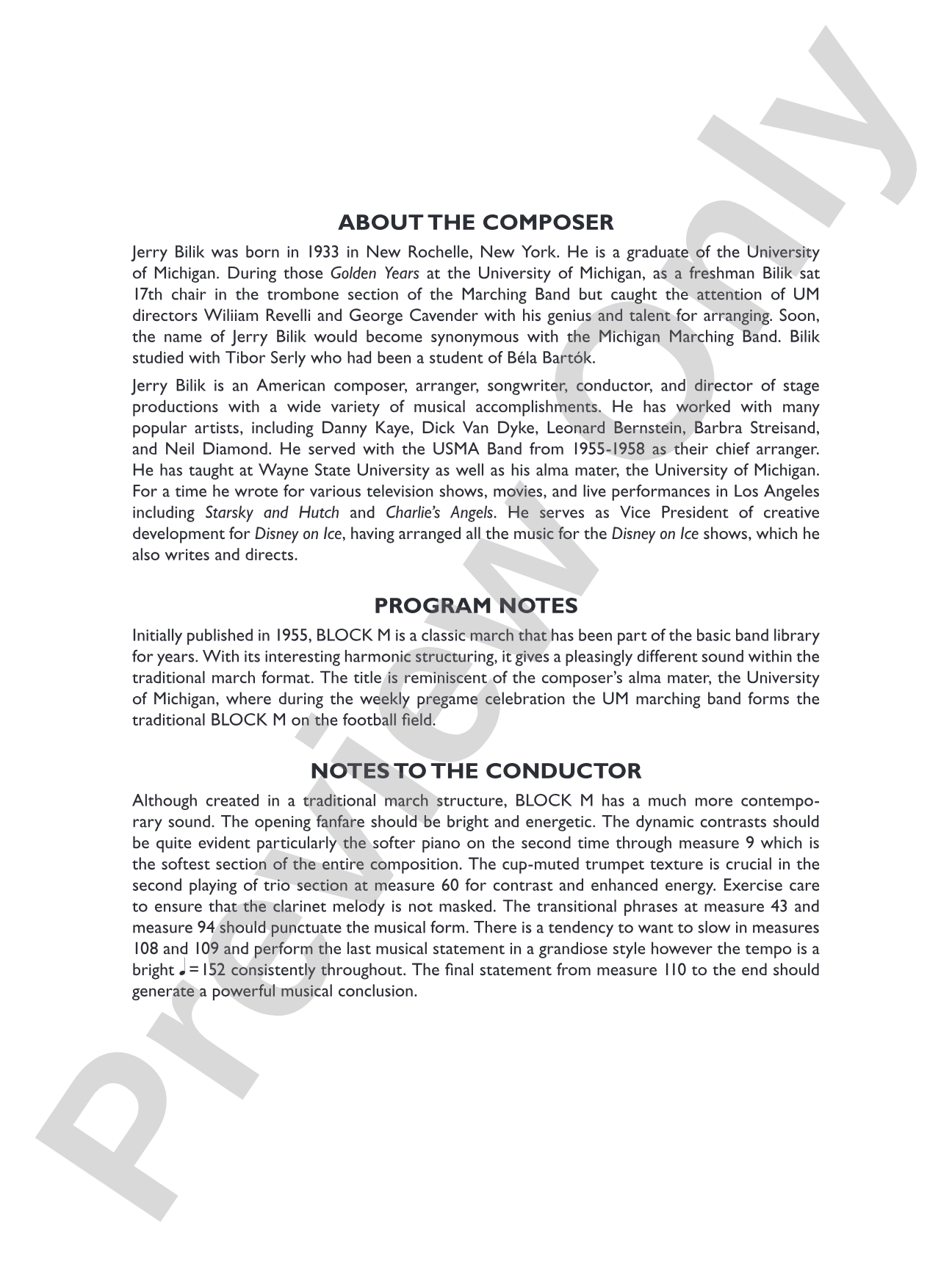 Block M: Concert Band Conductor Score & Parts
