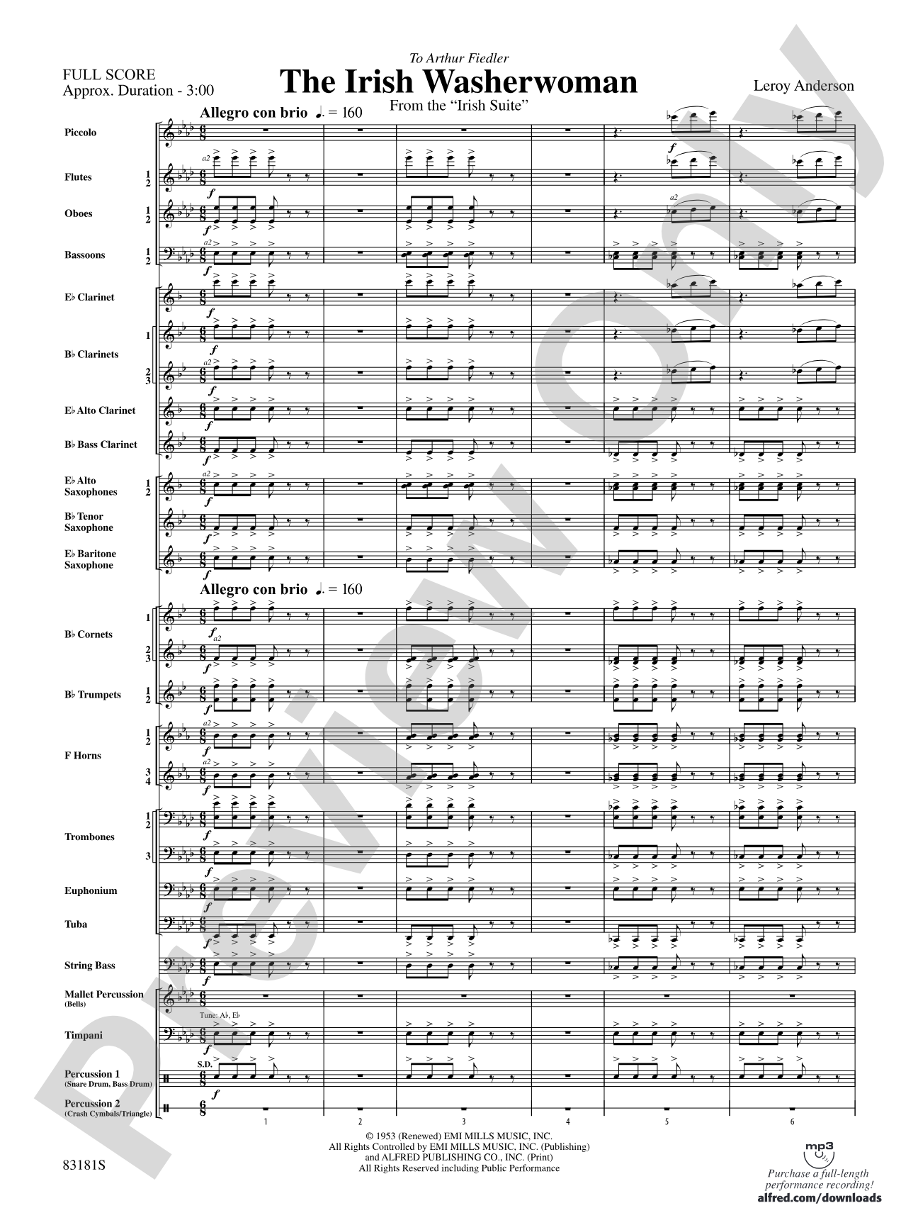 The Irish Washerwoman (from the Irish Suite): Concert Band Conductor Score & Parts