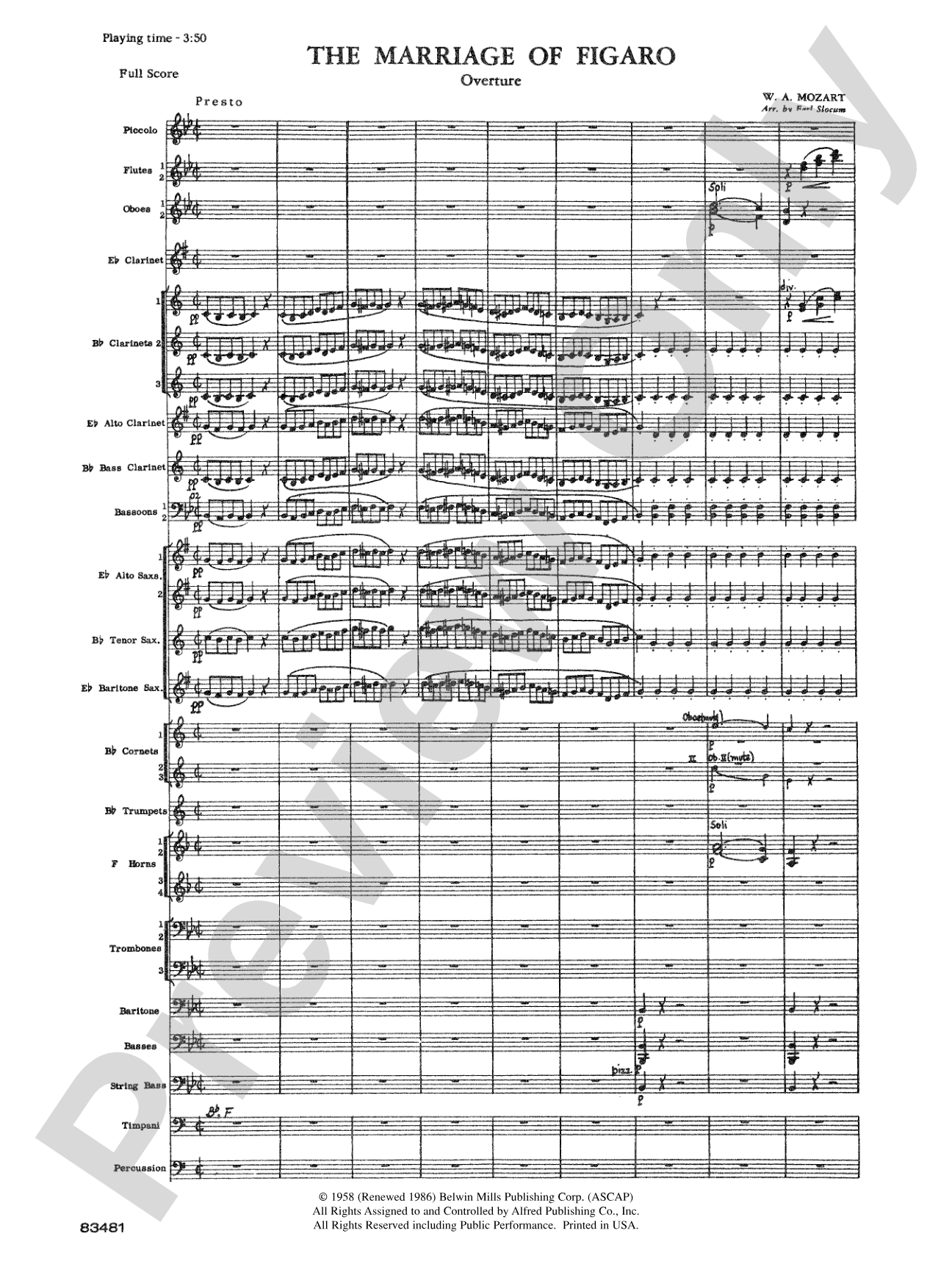 The Marriage of Figaro Overture: Concert Band Conductor Score & Parts