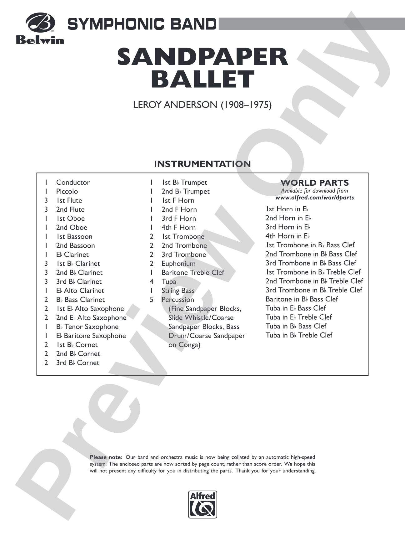 Sandpaper Ballet: Concert Band Conductor Score & Parts