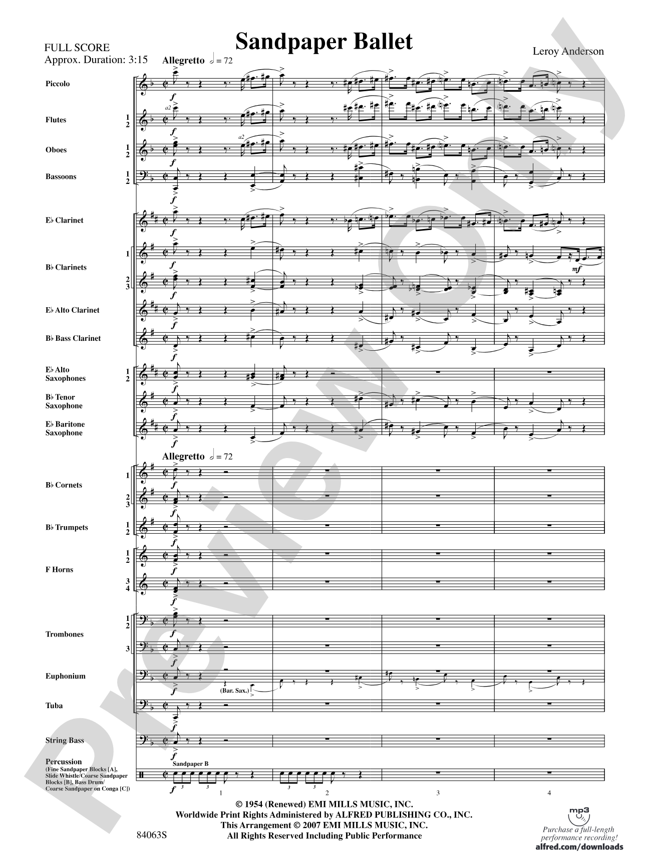 Sandpaper Ballet: Concert Band Conductor Score & Parts