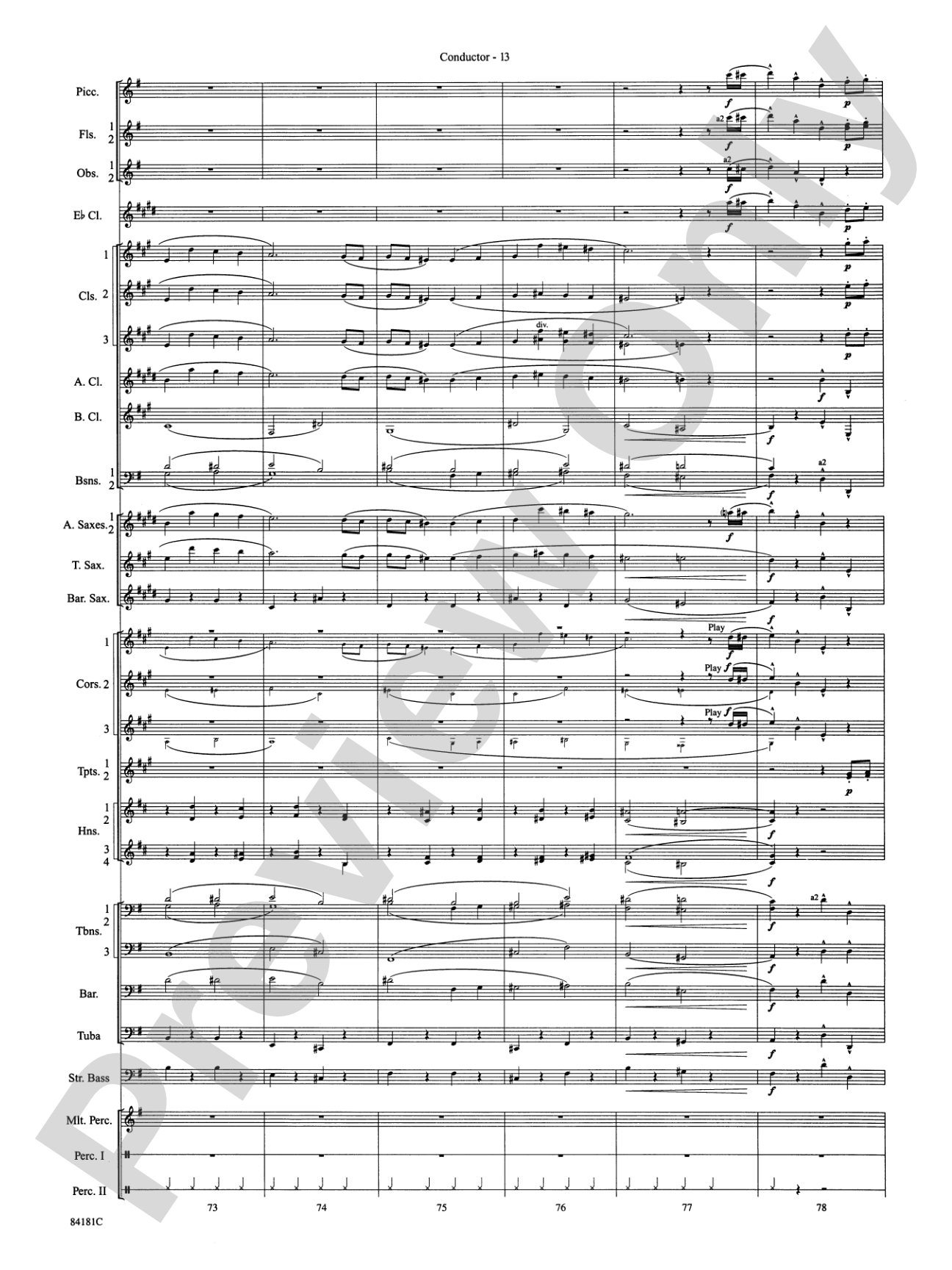 Sleigh Ride: Concert Band Conductor Score & Parts