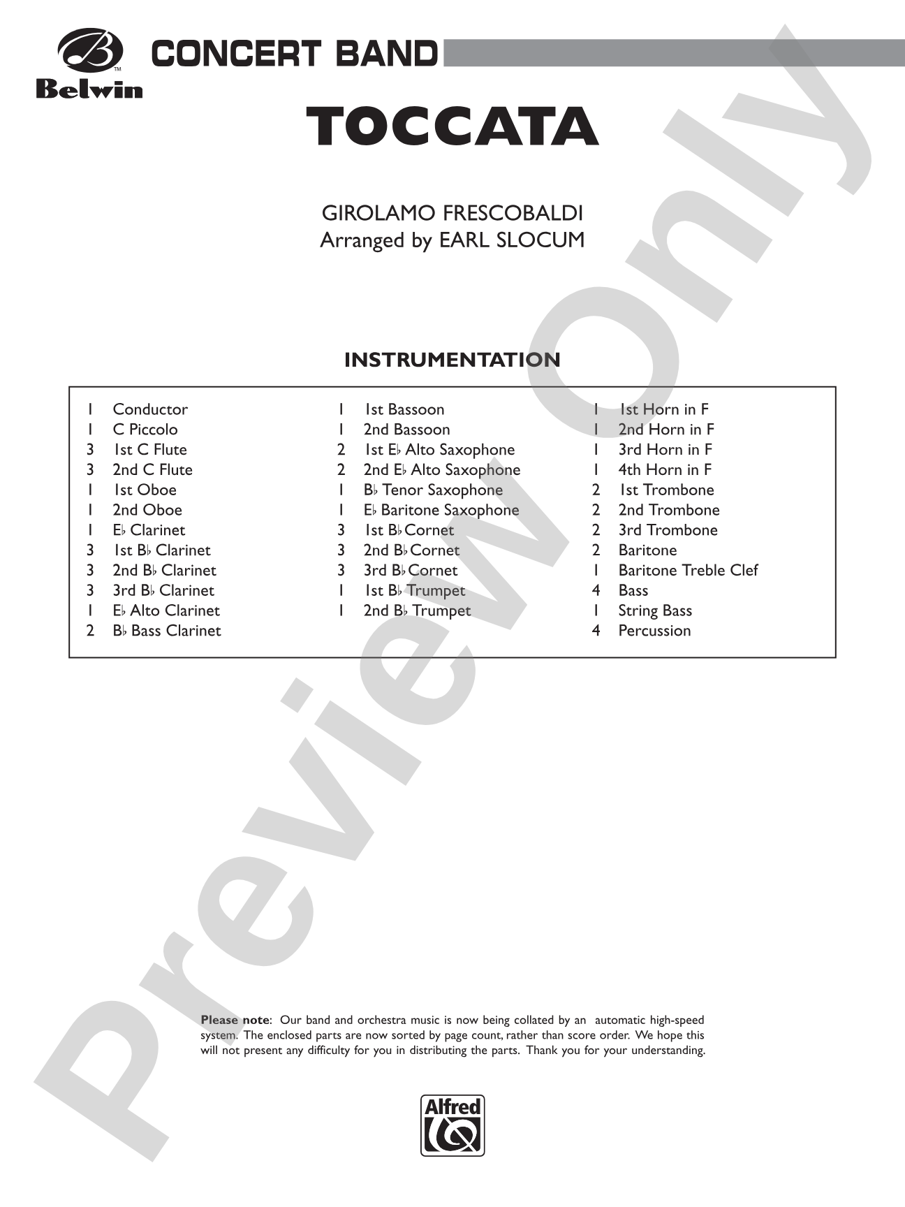Toccata: Concert Band Conductor Score & Parts
