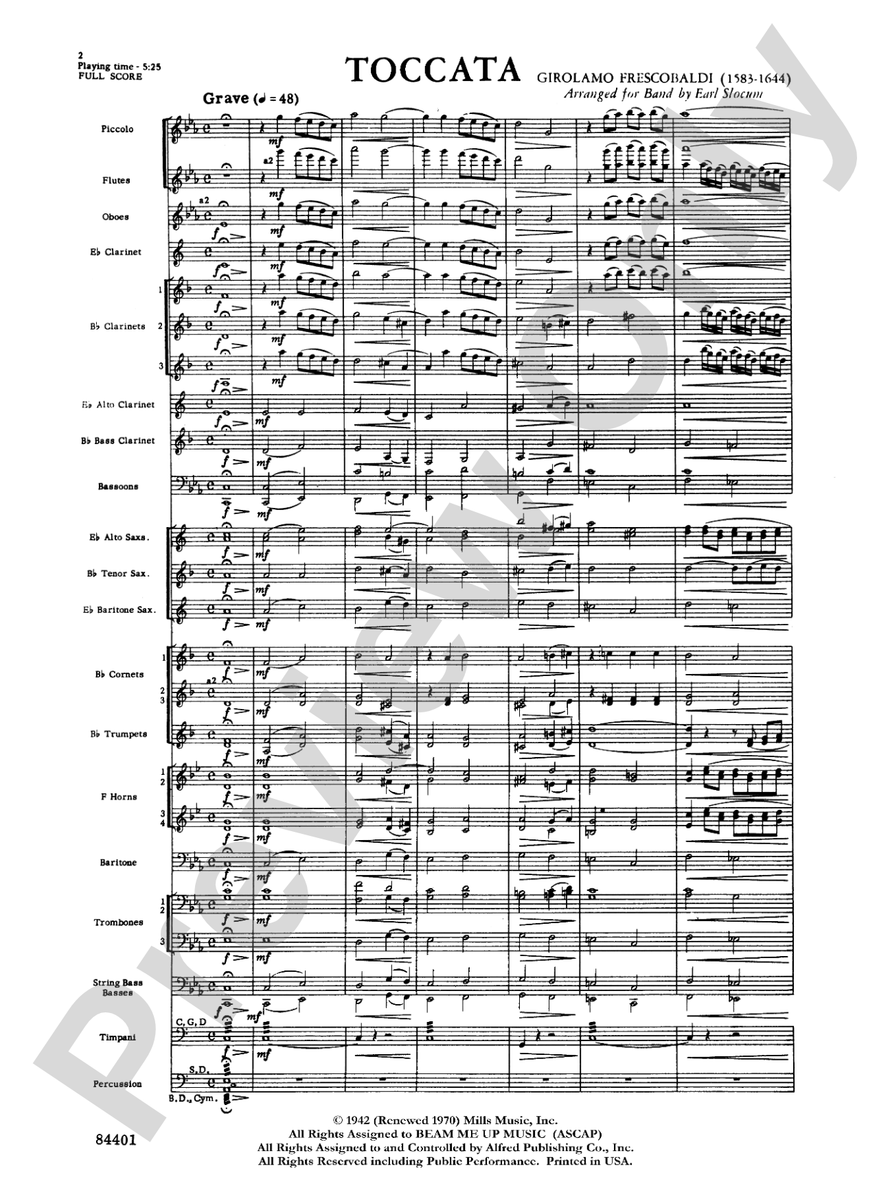 Toccata: Concert Band Conductor Score & Parts