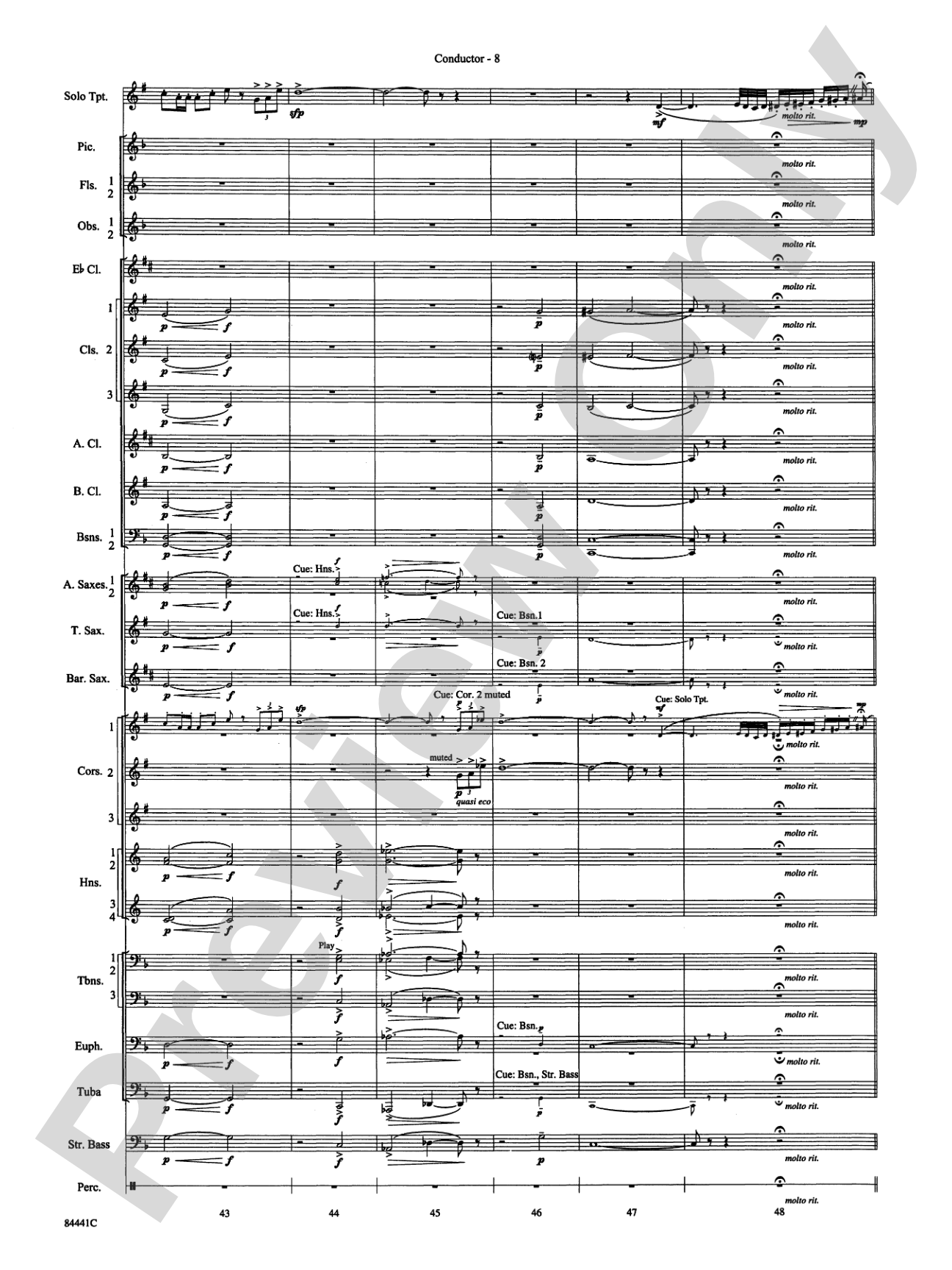 Trumpeter's Lullaby (with Trumpet Solo): Concert Band Conductor Score & Parts