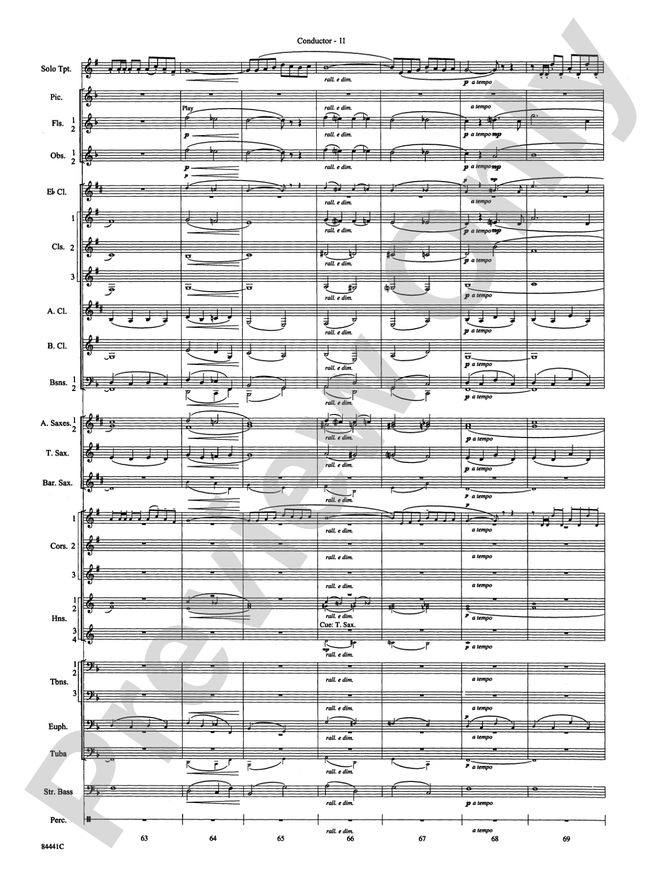 Trumpeter's Lullaby (with Trumpet Solo): Concert Band Conductor Score & Parts