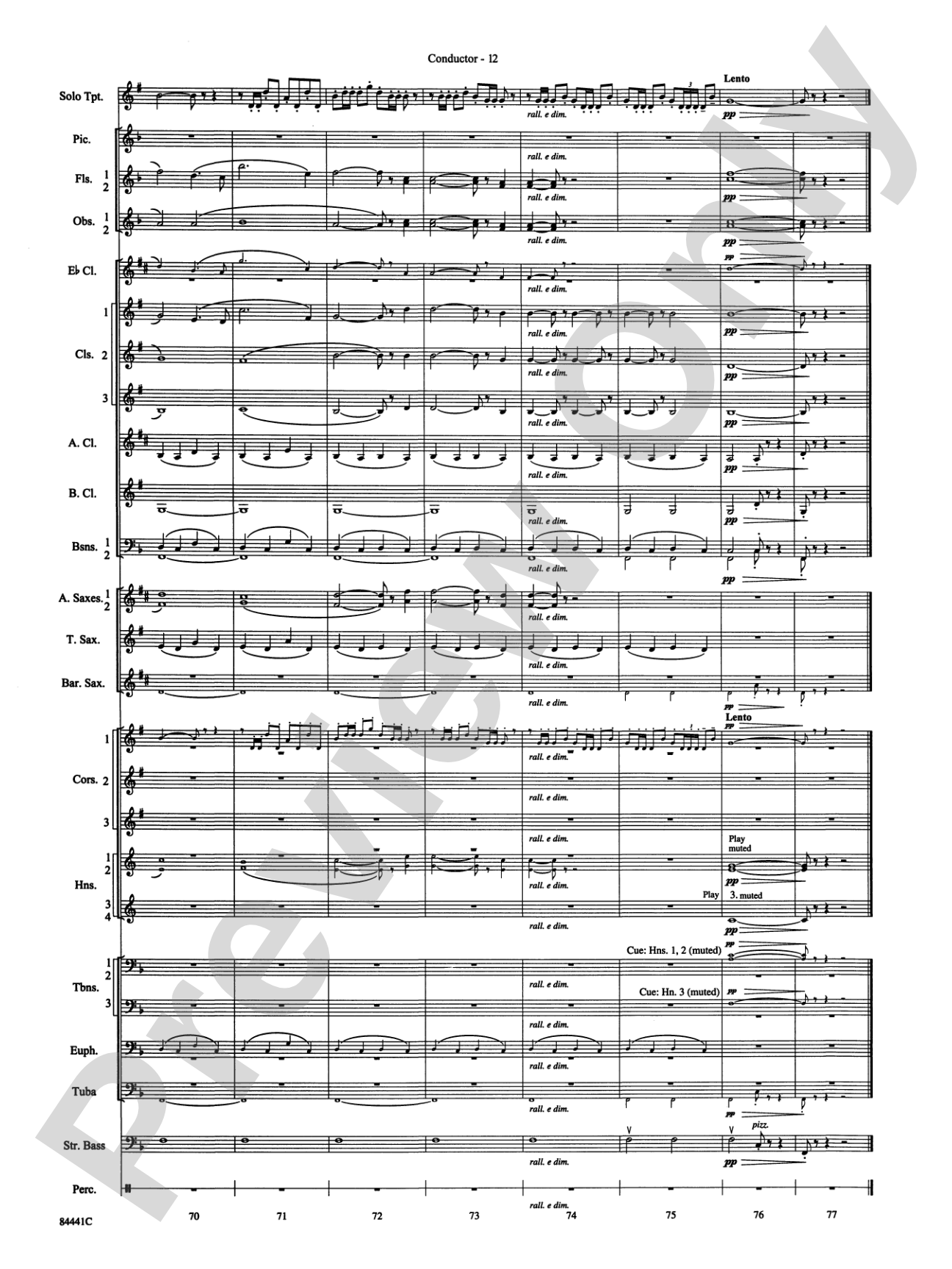 Trumpeter's Lullaby (with Trumpet Solo): Concert Band Conductor Score & Parts