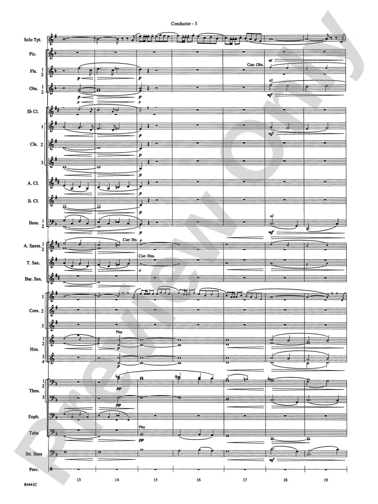 Trumpeter's Lullaby (with Trumpet Solo): Concert Band Conductor Score & Parts