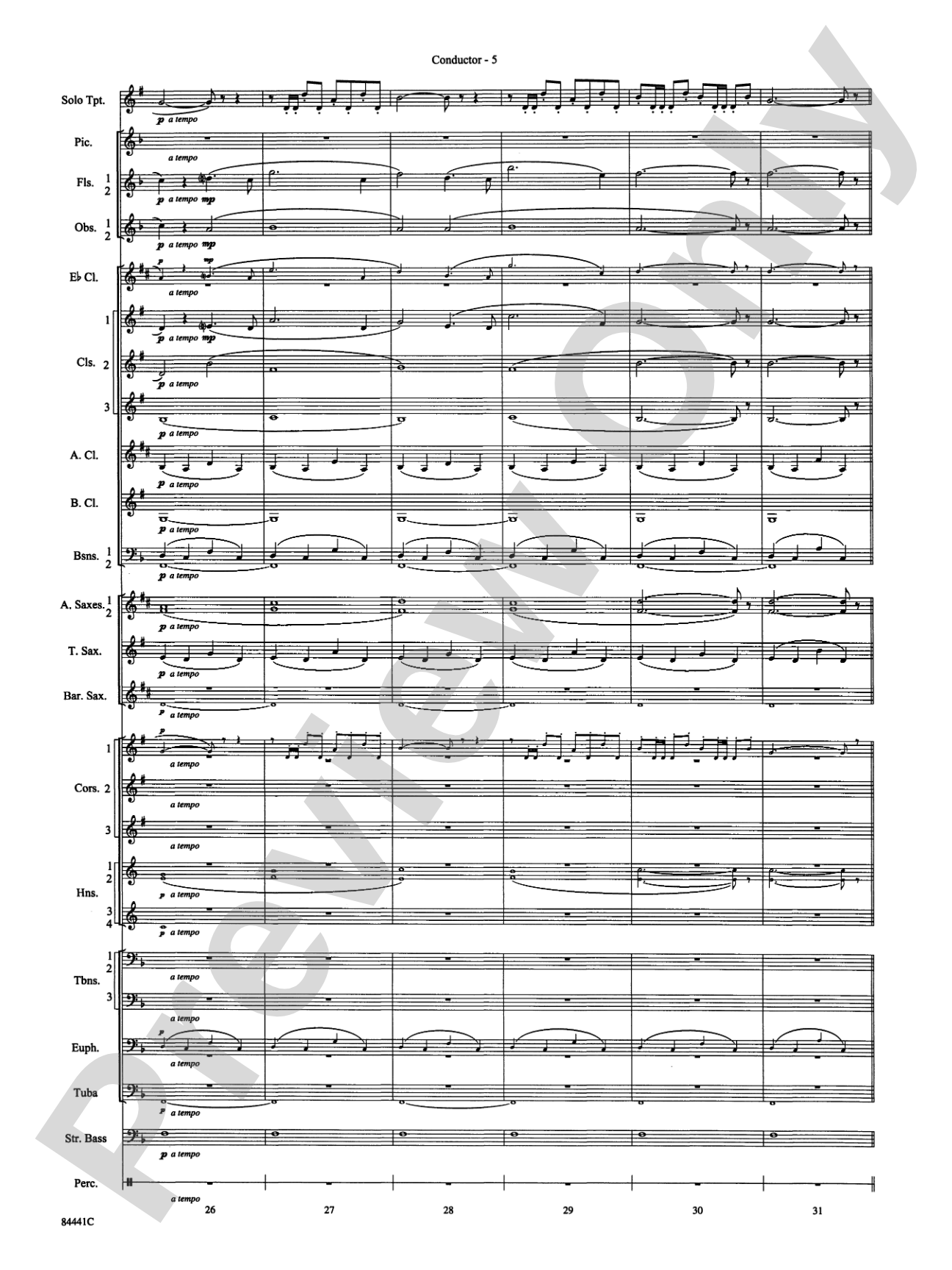 Trumpeter's Lullaby (with Trumpet Solo): Concert Band Conductor Score & Parts