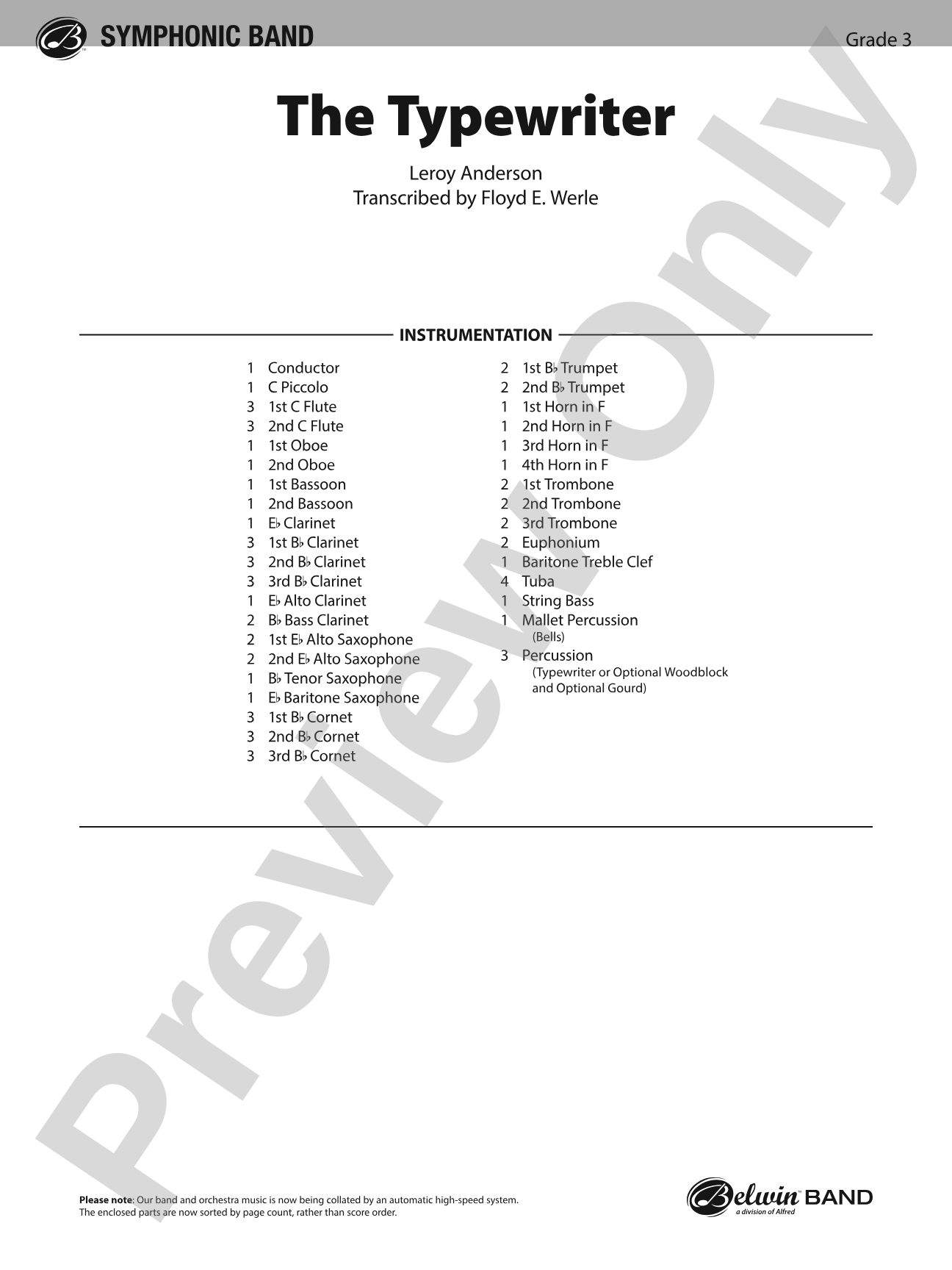 The Typewriter: Concert Band Conductor Score & Parts