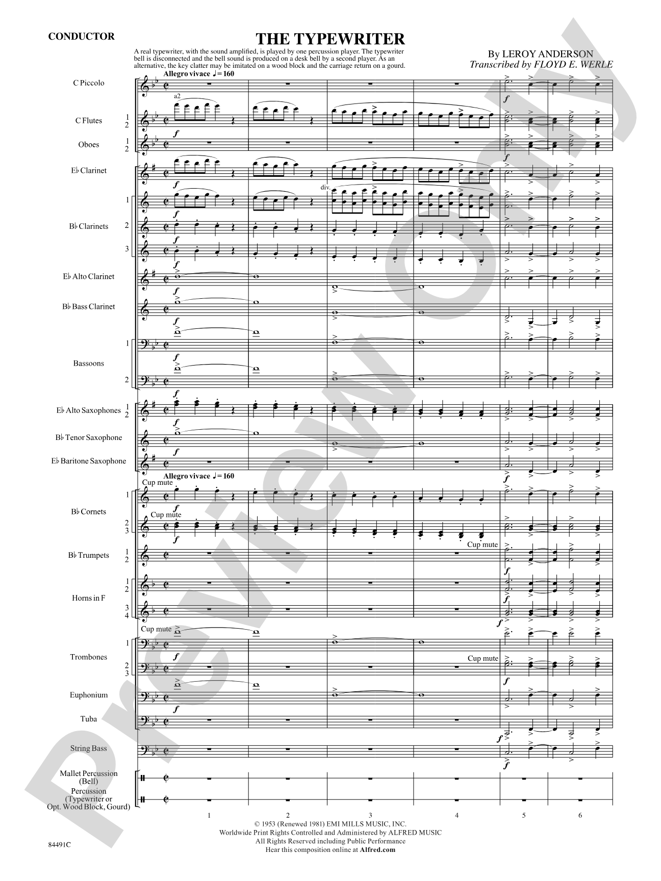 The Typewriter: Concert Band Conductor Score & Parts