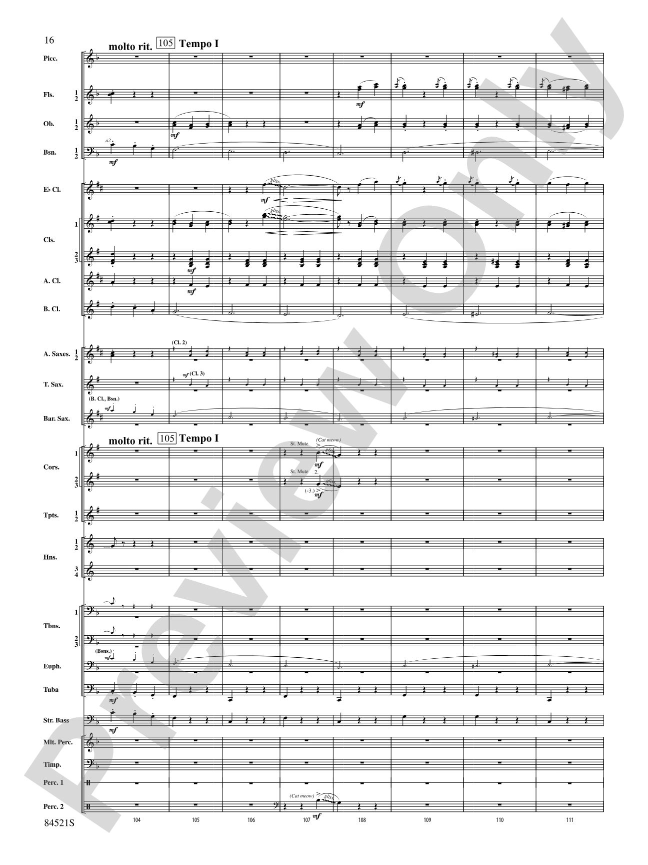 The Waltzing Cat: Concert Band Conductor Score & Parts