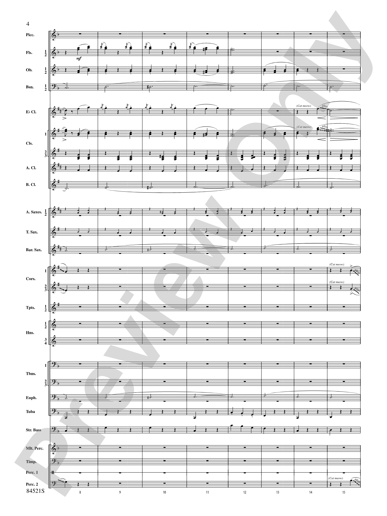 The Waltzing Cat: Concert Band Conductor Score & Parts