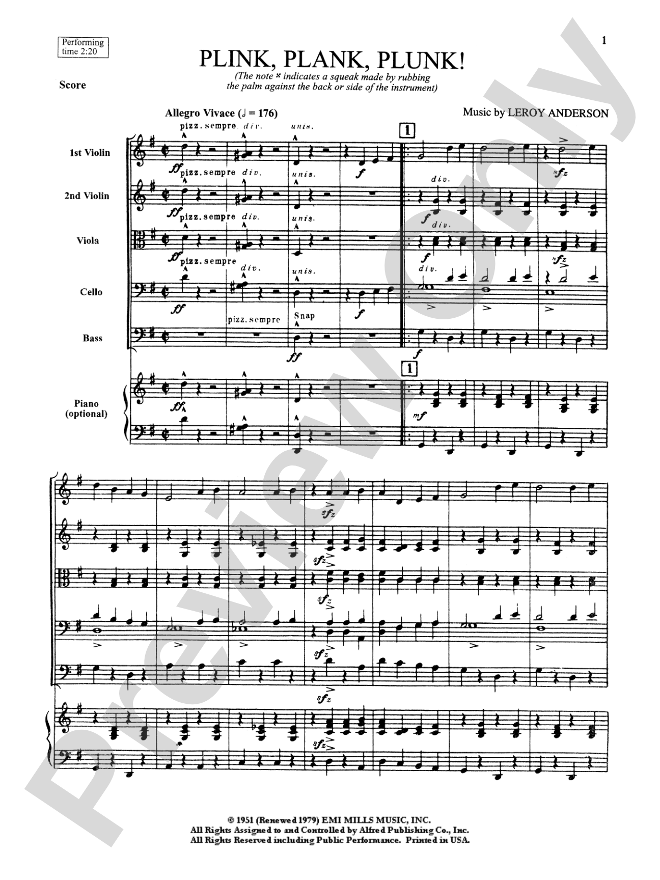 Plink, Plank, Plunk!: String Orchestra Conductor Score & Parts
