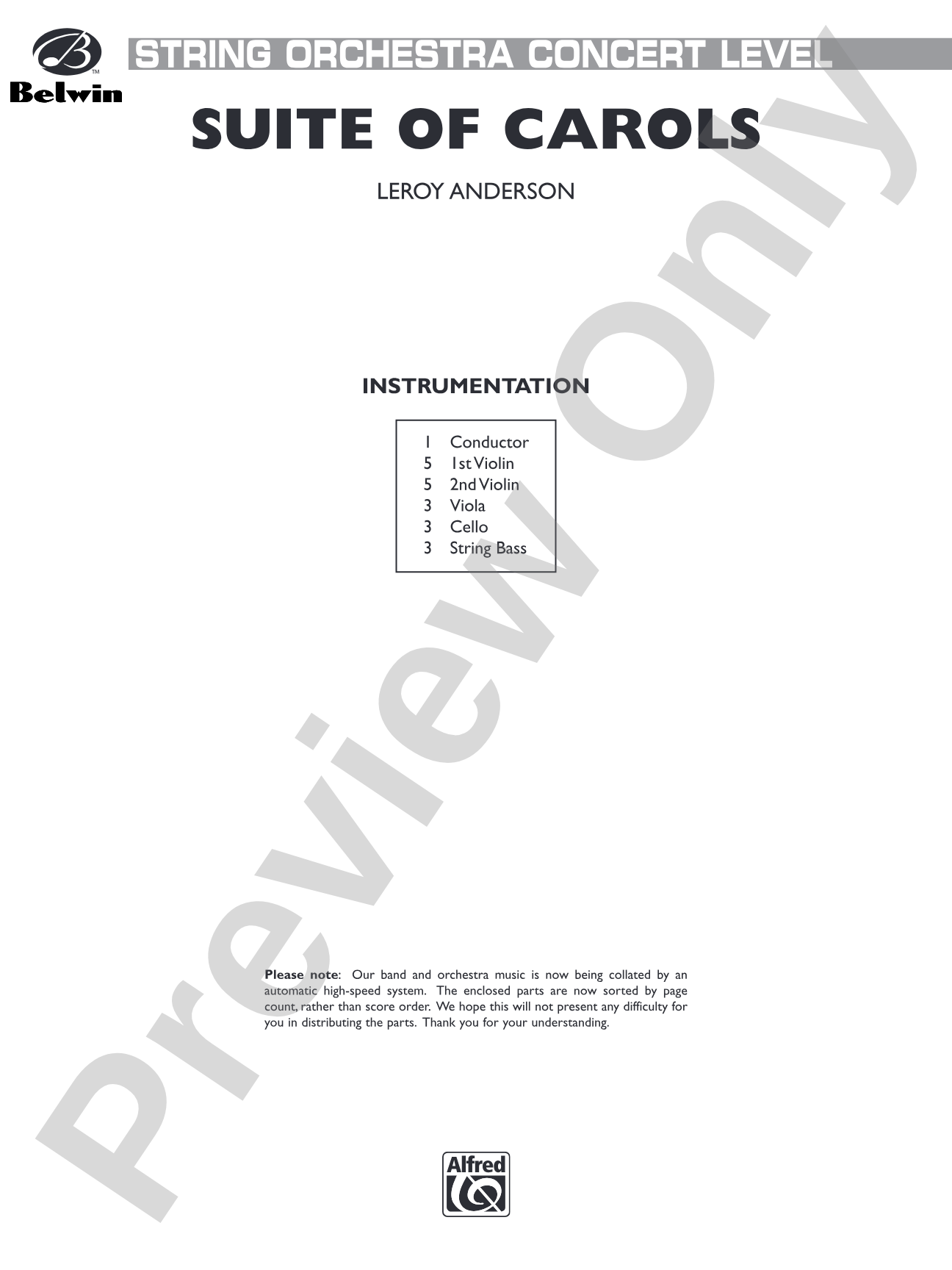Suite of Carols: String Orchestra Conductor Score & Parts