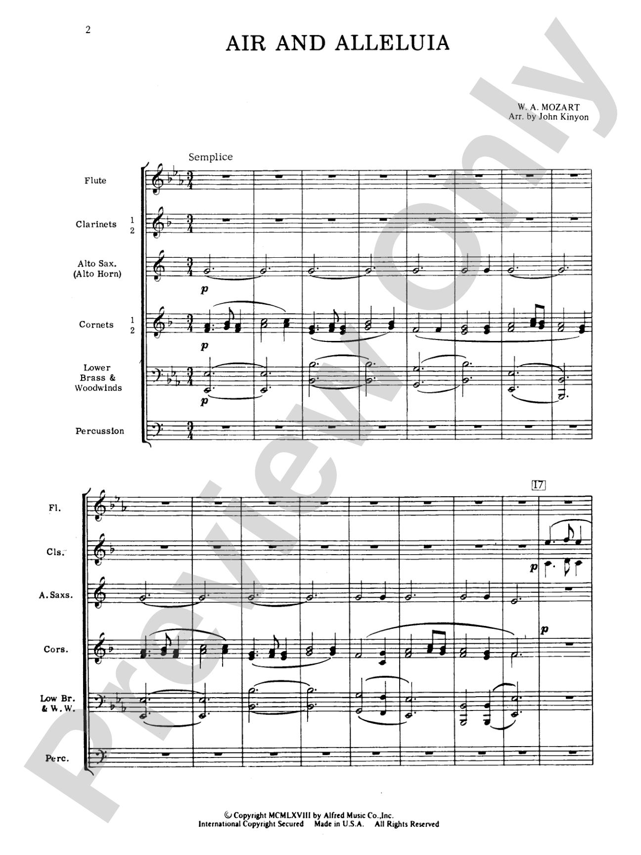 Air and Alleluia: Concert Band Conductor Score & Parts