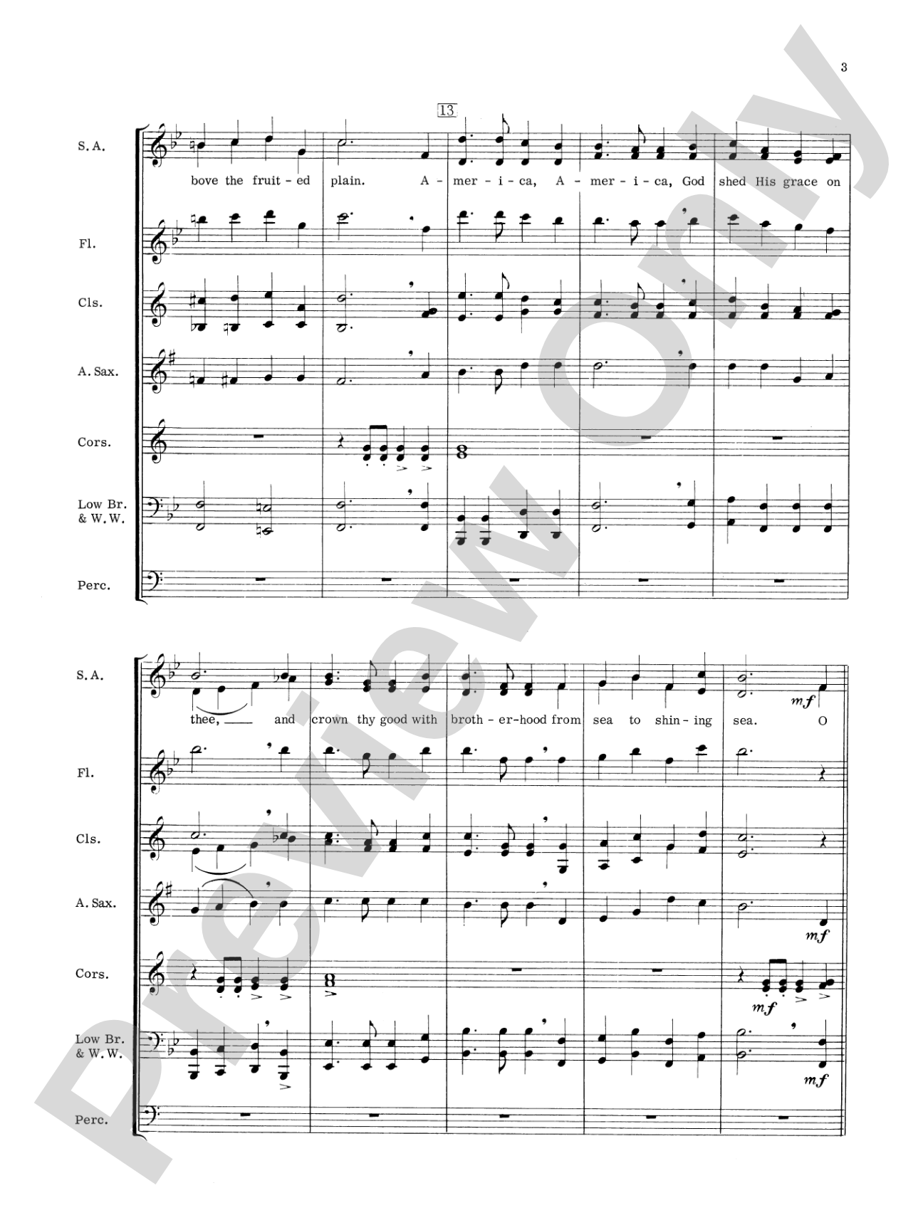 America, the Beautiful: Concert Band Conductor Score & Parts