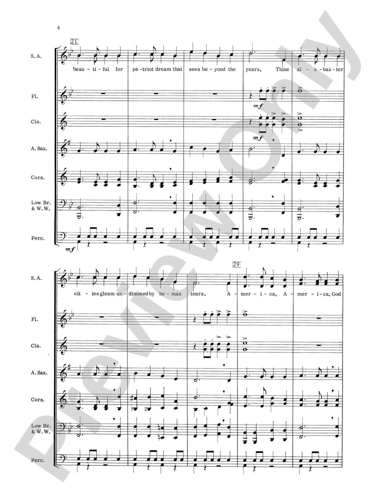 America, the Beautiful: Concert Band Conductor Score & Parts