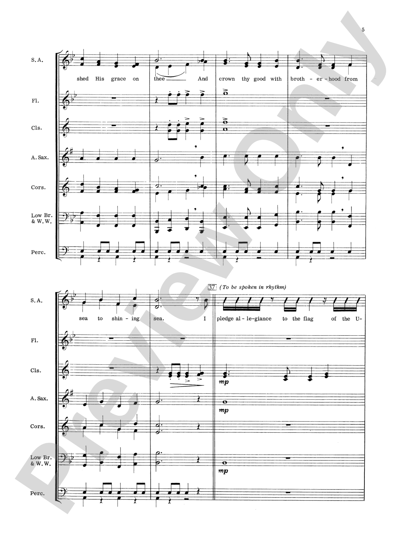 America, the Beautiful: Concert Band Conductor Score & Parts