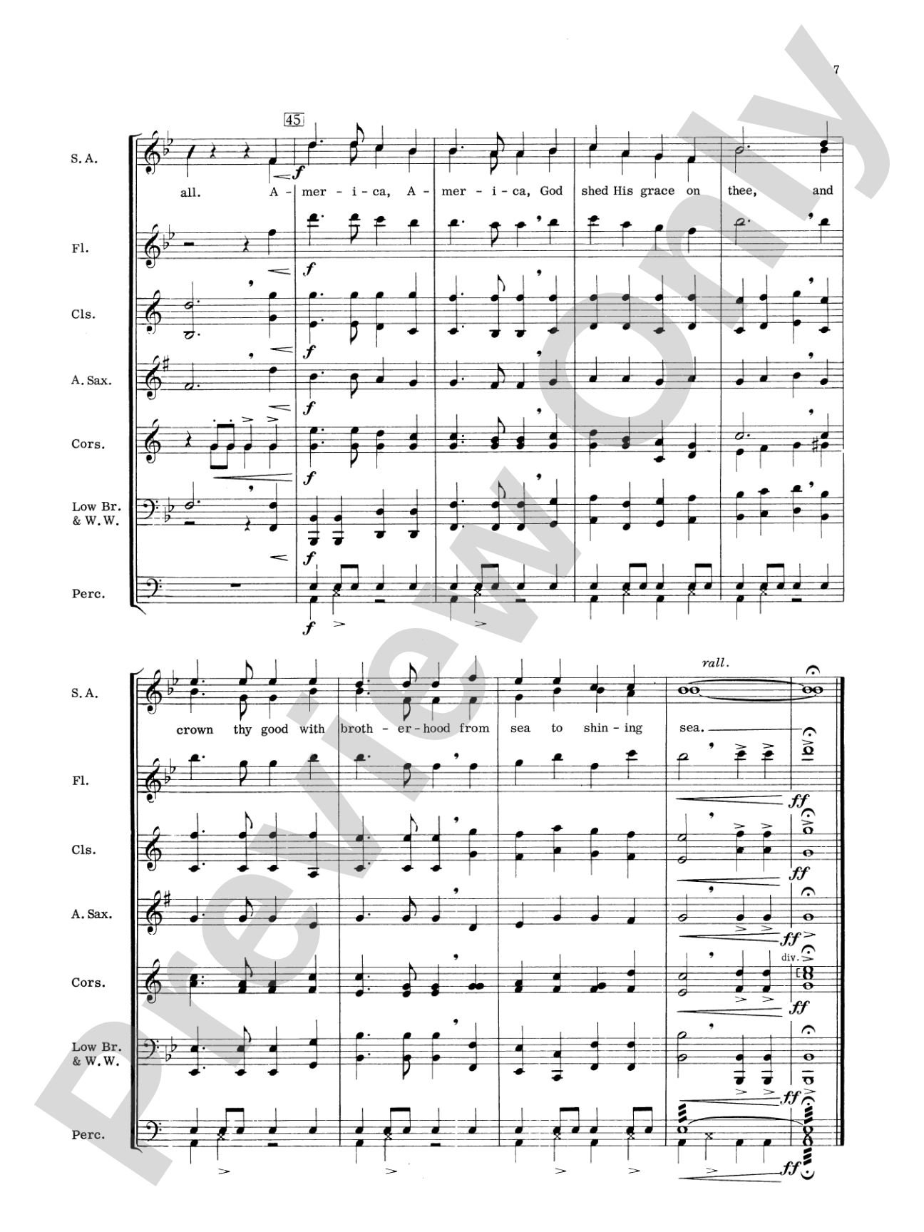 America, the Beautiful: Concert Band Conductor Score & Parts