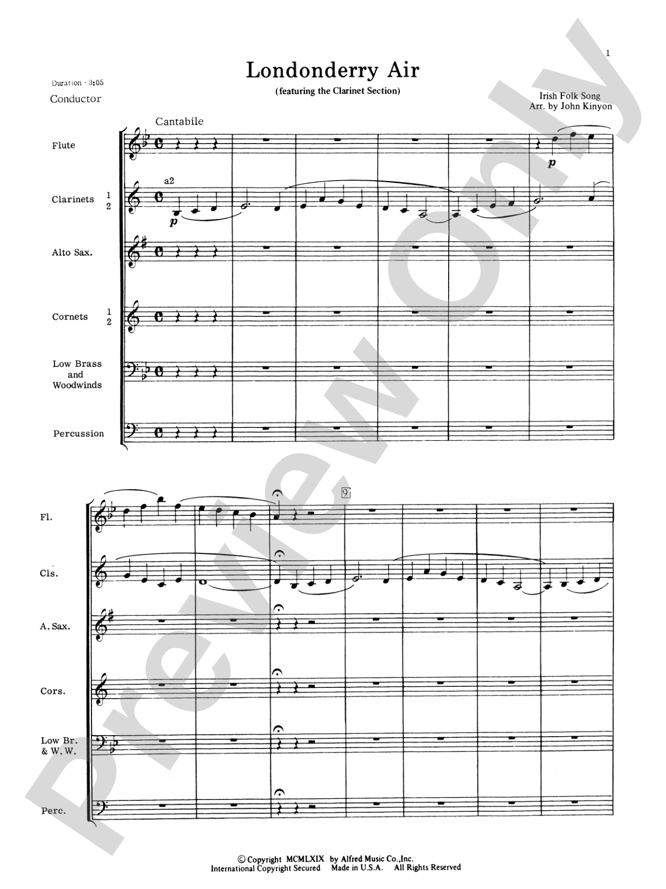Londonderry Air (featuring the Clarinet section): Concert Band Conductor Score & Parts