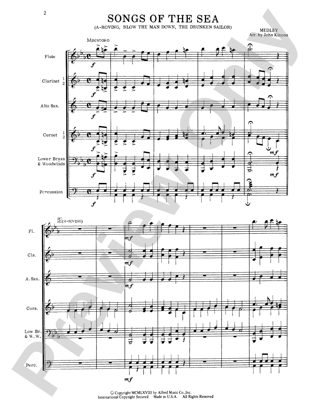 Songs of the Sea (Medley): Concert Band Conductor Score & Parts