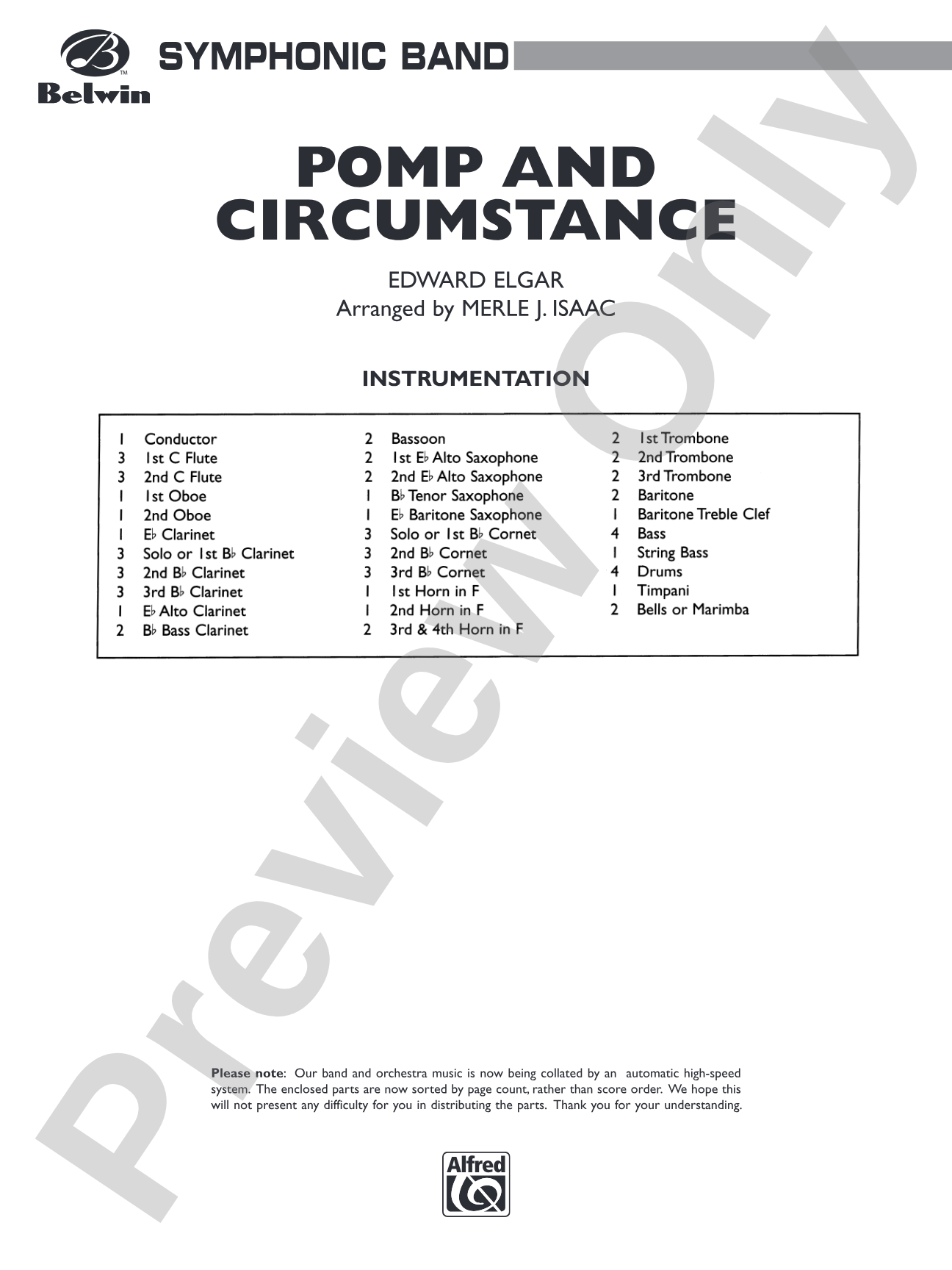 Pomp and Circumstance, Op. 39, No. 1 (Processional): Concert Band Conductor Score & Parts