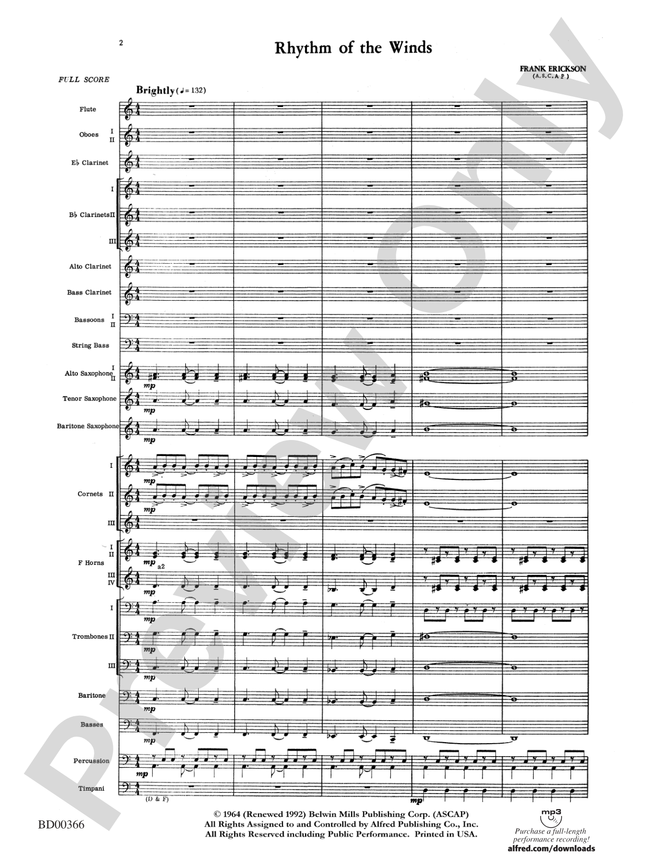 Rhythm of the Winds: Concert Band Conductor Score & Parts