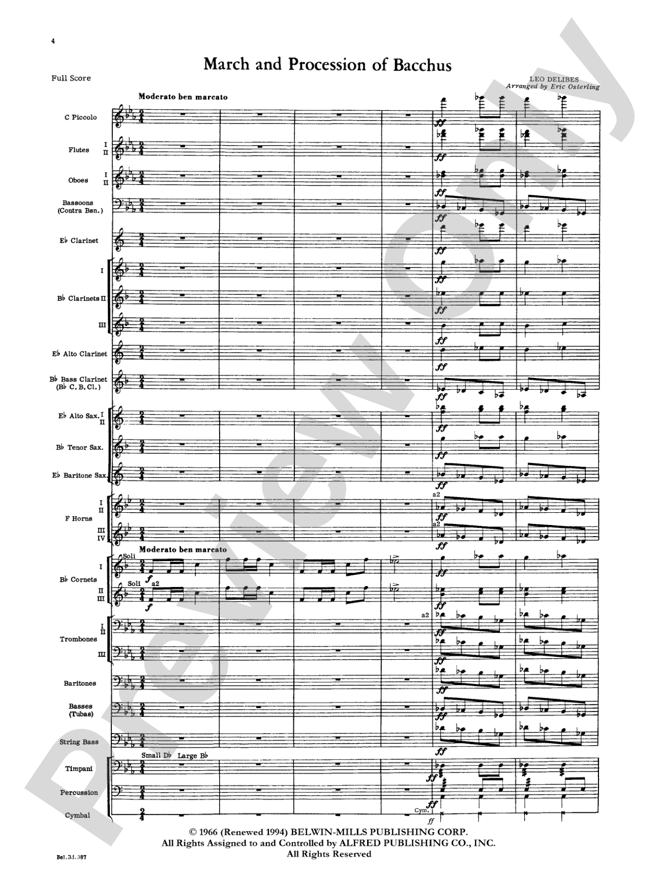 March and Procession of Bacchus: Concert Band Conductor Score & Parts