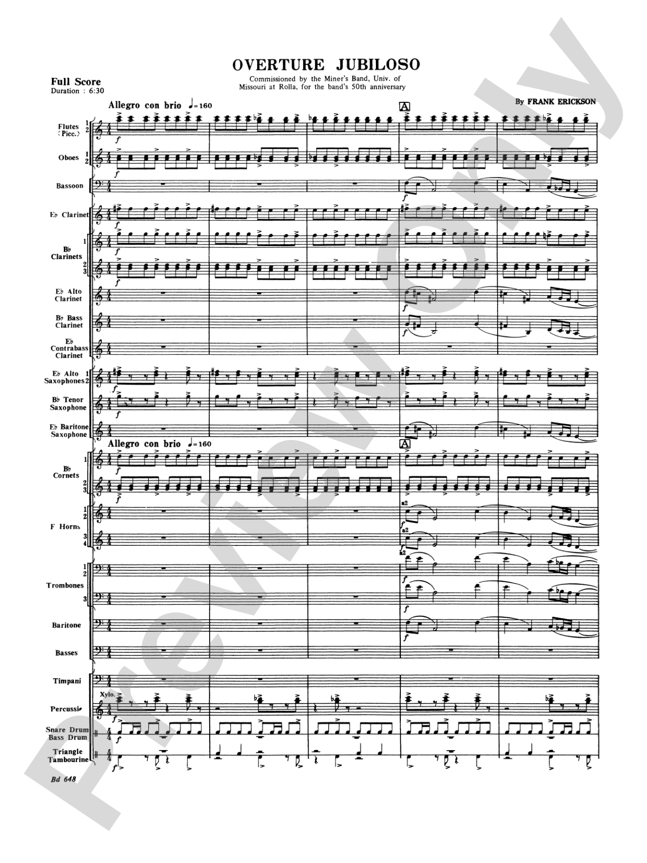 Overture Jubiloso: Concert Band Conductor Score & Parts