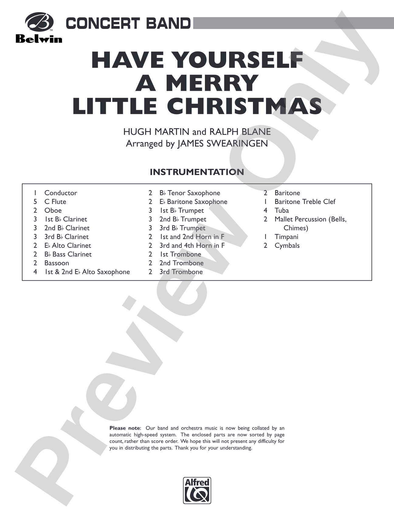 Have Yourself a Merry Little Christmas: Concert Band Conductor Score & Parts