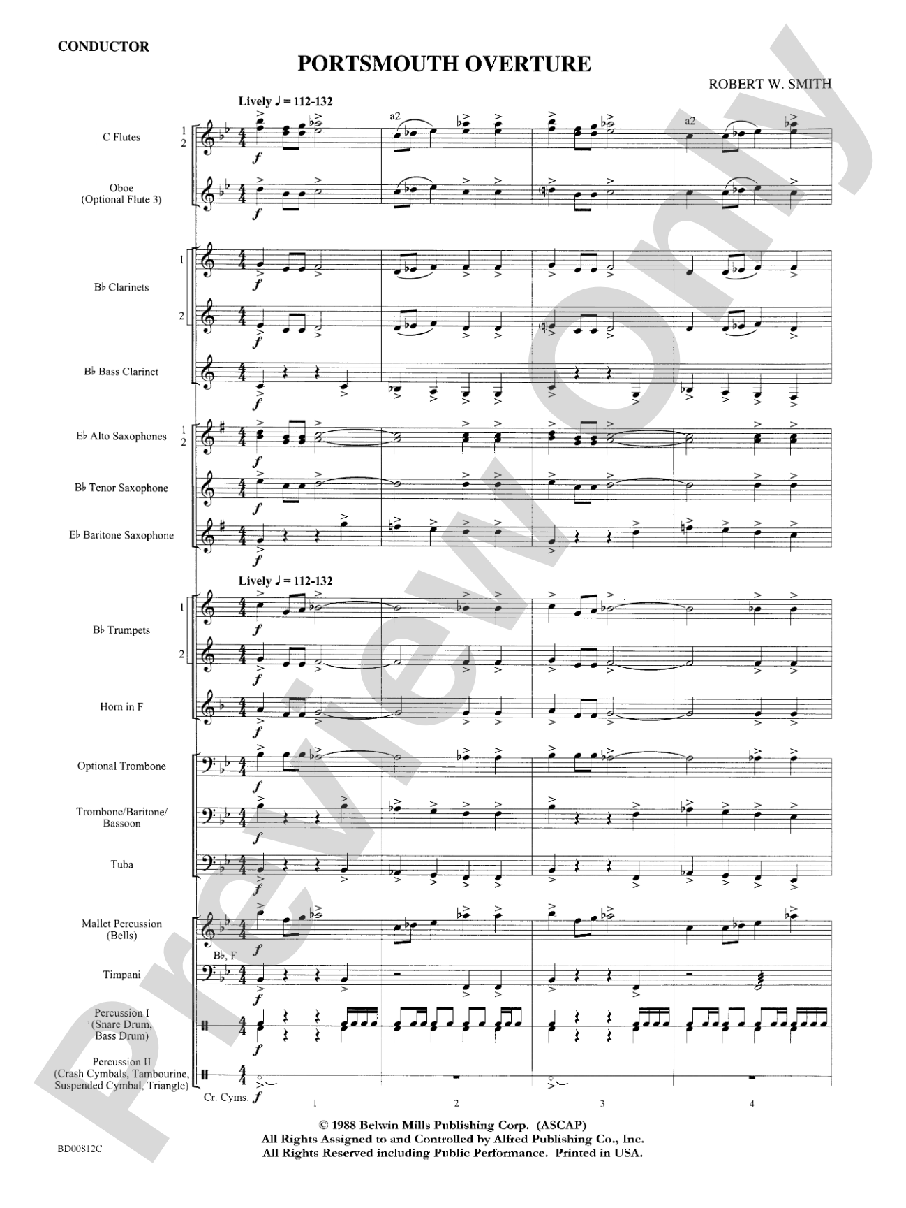 Portsmouth Overture: Concert Band Conductor Score & Parts