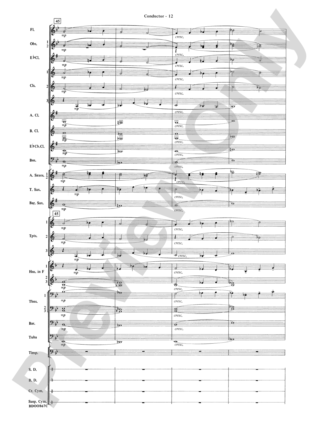 Aria Cantabile: Concert Band Conductor Score & Parts