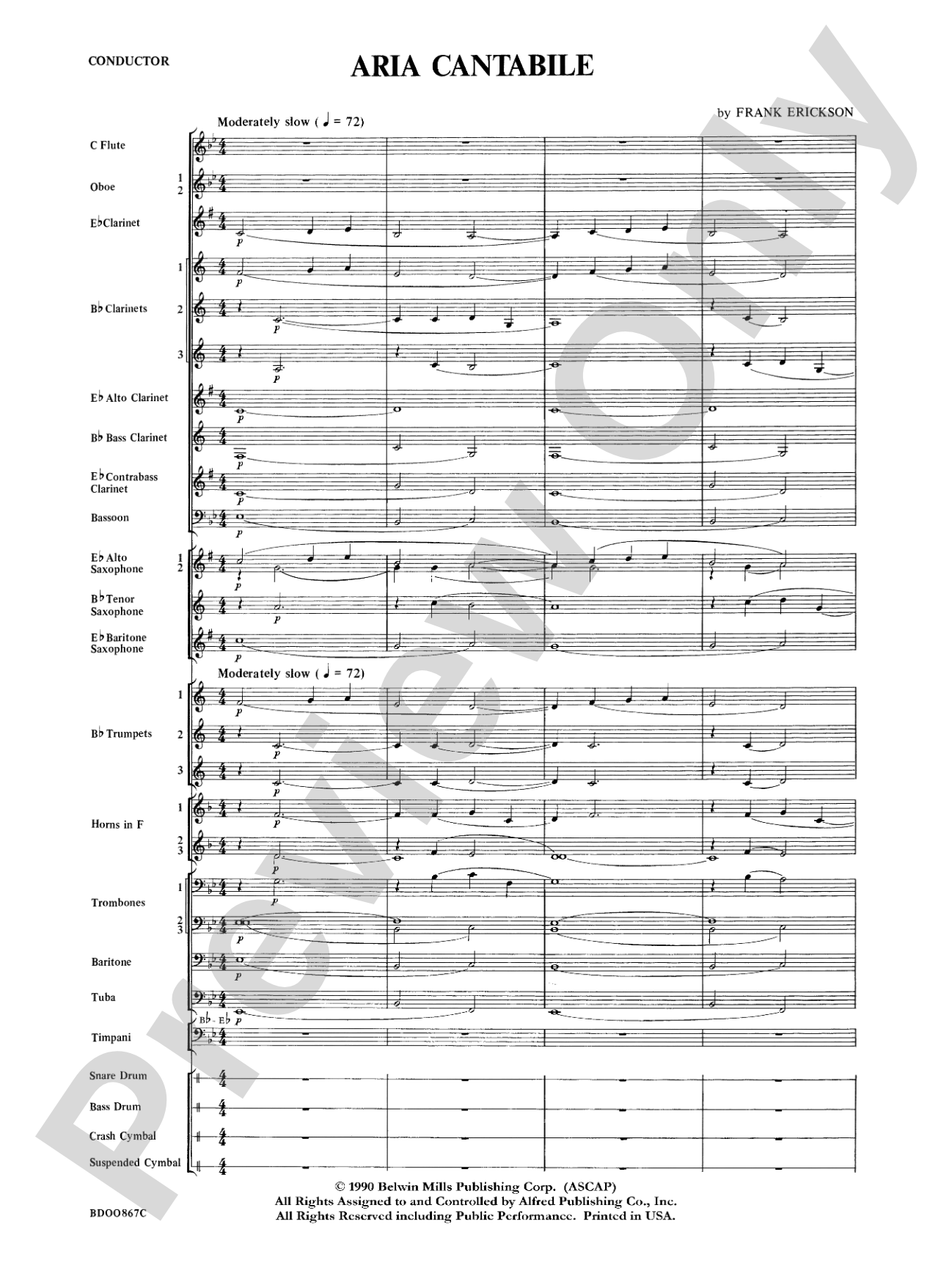 Aria Cantabile: Concert Band Conductor Score & Parts