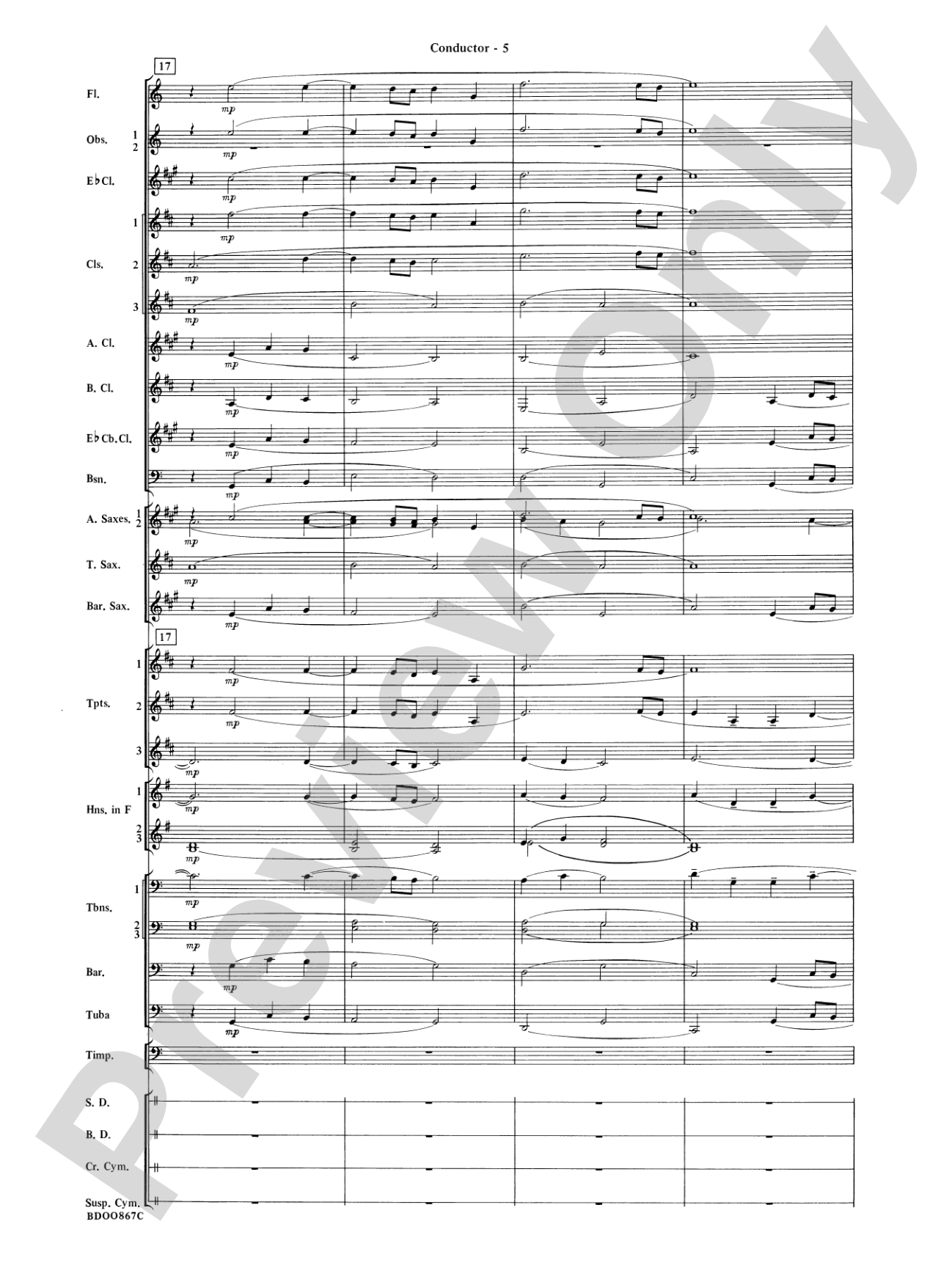 Aria Cantabile: Concert Band Conductor Score & Parts