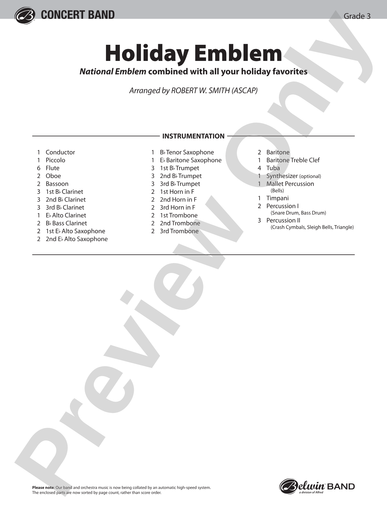 Holiday Emblem: Concert Band Conductor Score & Parts