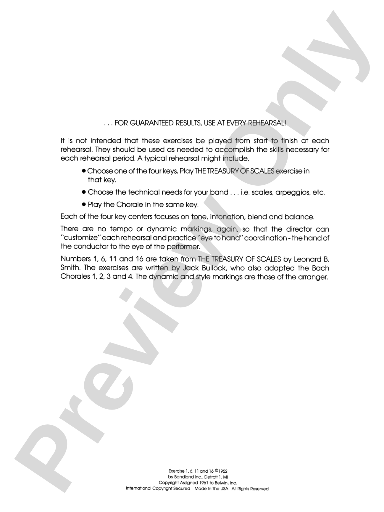 Belwin "Warm-Ups" for Symphonic Band: Score