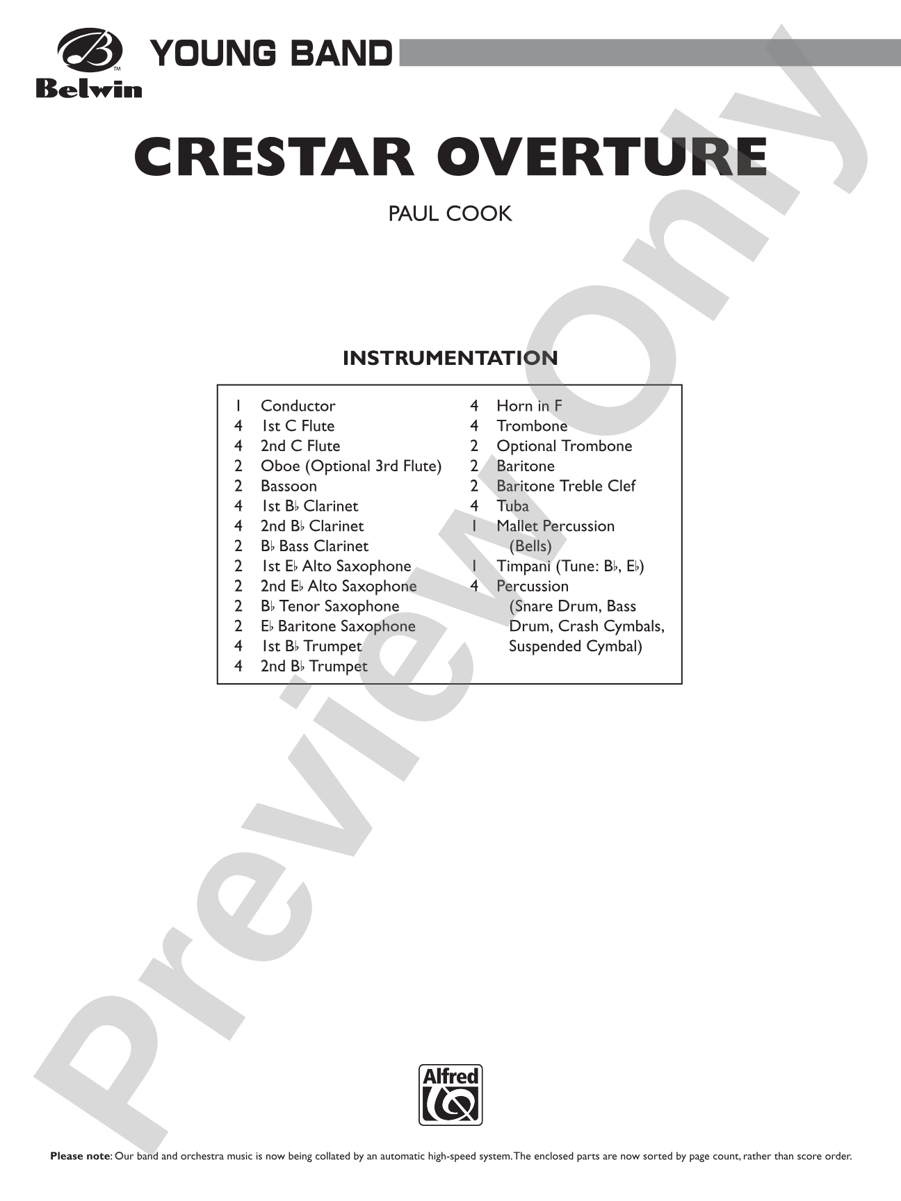 Crestar Overture: Concert Band Conductor Score & Parts